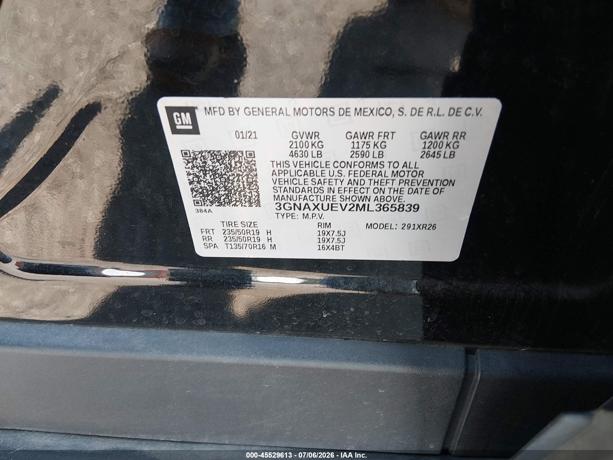 2021 Chevrolet Equinox Awd Lt Черный vin: 3GNAXUEV2ML365839