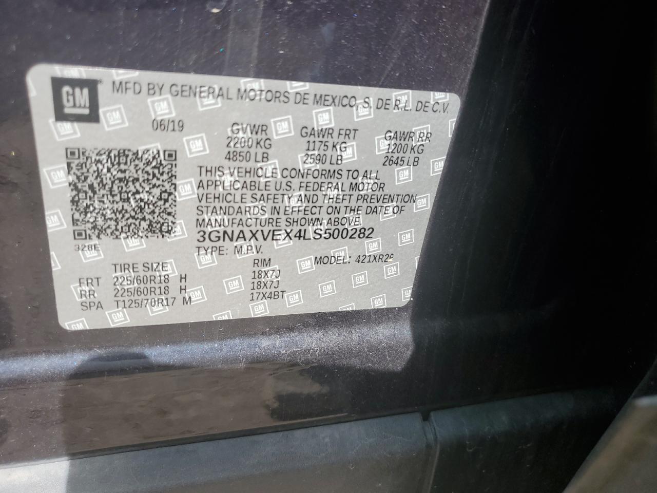 2020 Chevrolet Equinox Lt Blue vin: 3GNAXVEX4LS500282