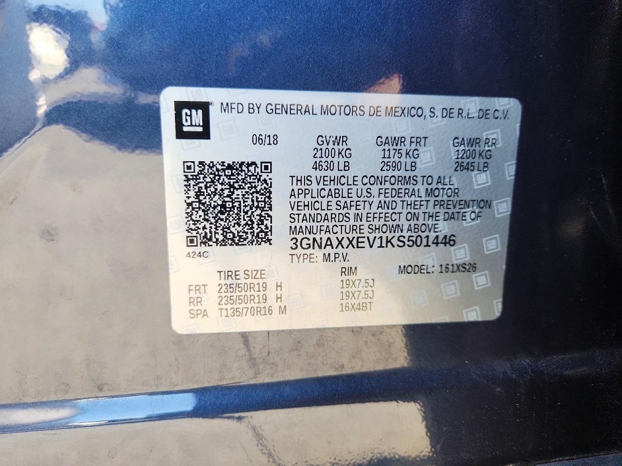 2019 Chevrolet Equinox Premier Black vin: 3GNAXXEV1KS501446