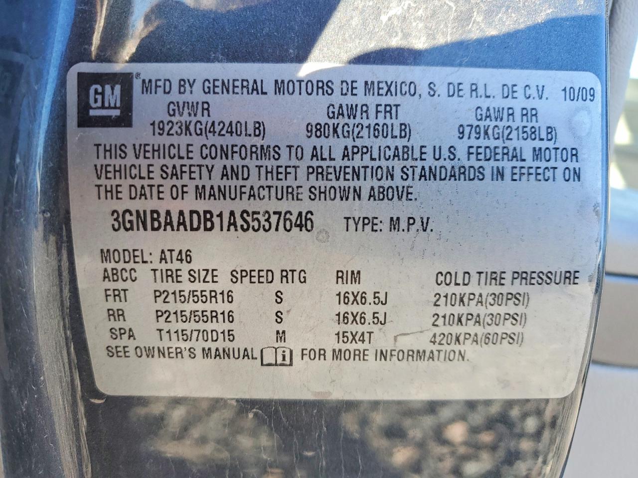2010 Chevrolet Hhr Ls Gray vin: 3GNBAADB1AS537646