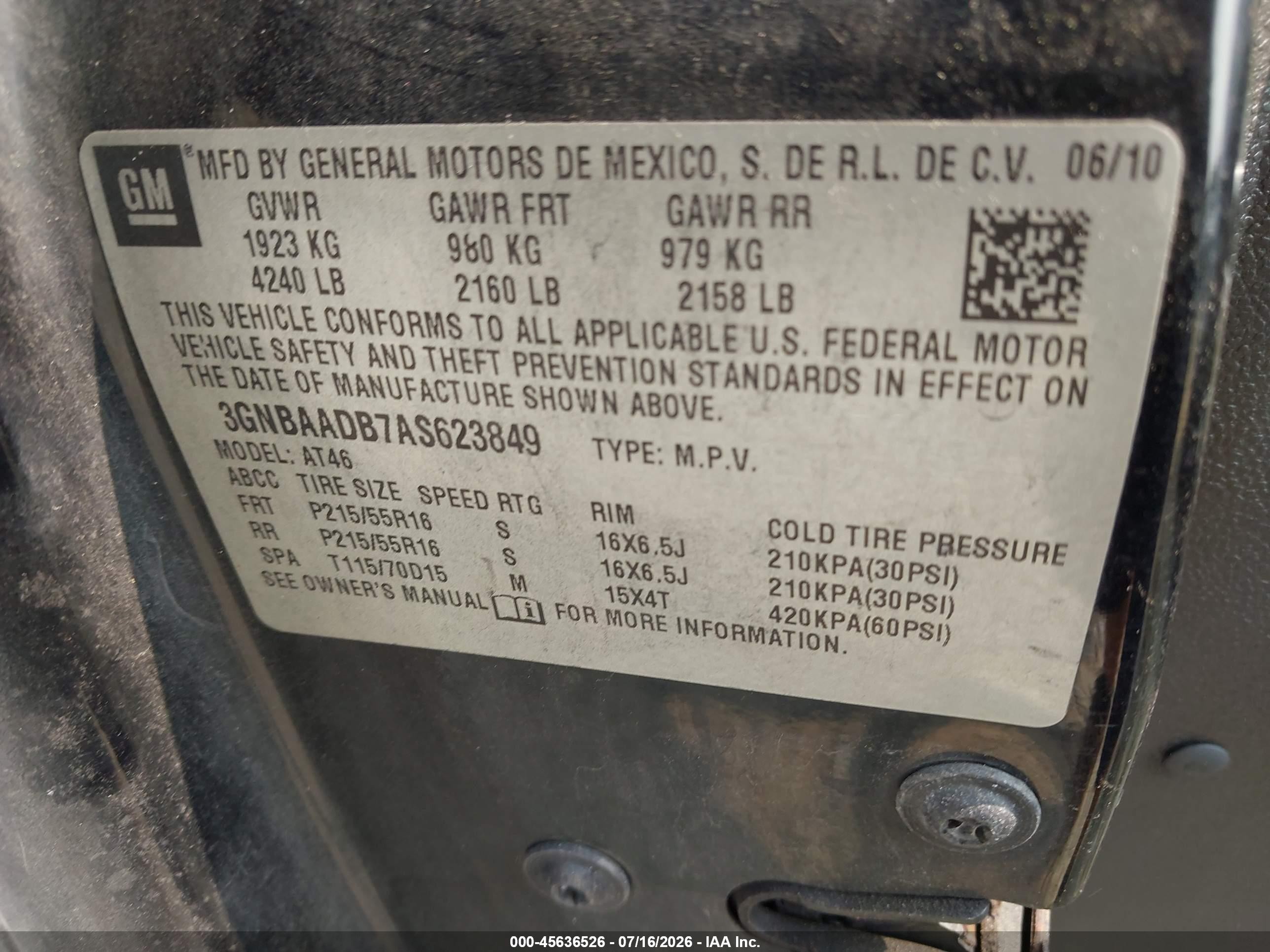 2010 Chevrolet Hhr Ls Черный vin: 3GNBAADB7AS623849
