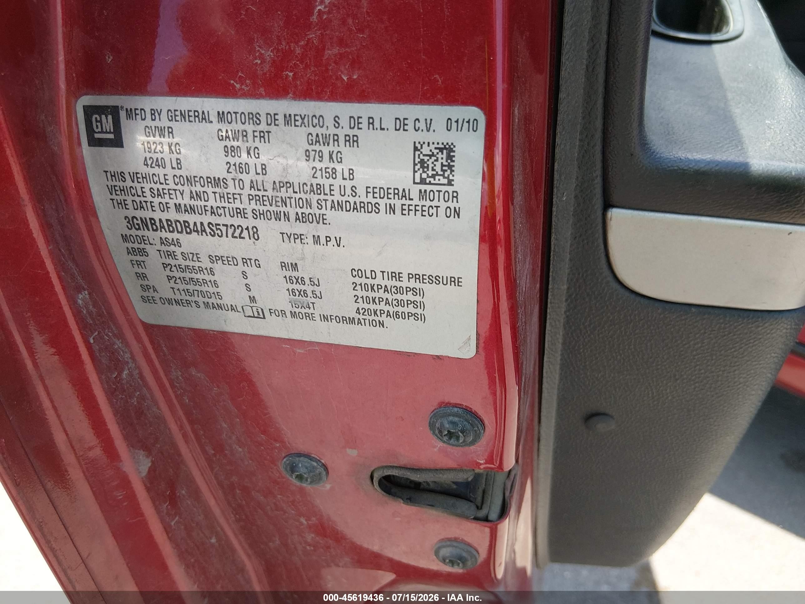 2010 Chevrolet Hhr Lt Красный vin: 3GNBABDB4AS572218
