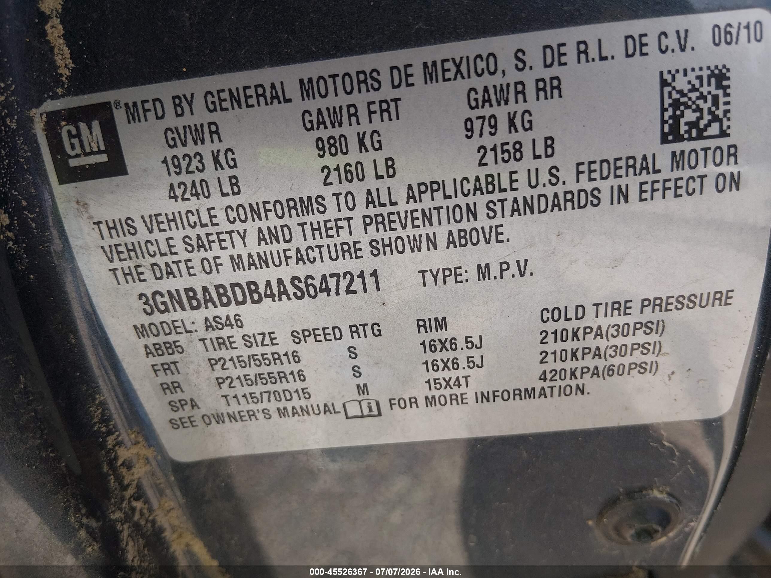 2010 Chevrolet Hhr Lt Gray vin: 3GNBABDB4AS647211
