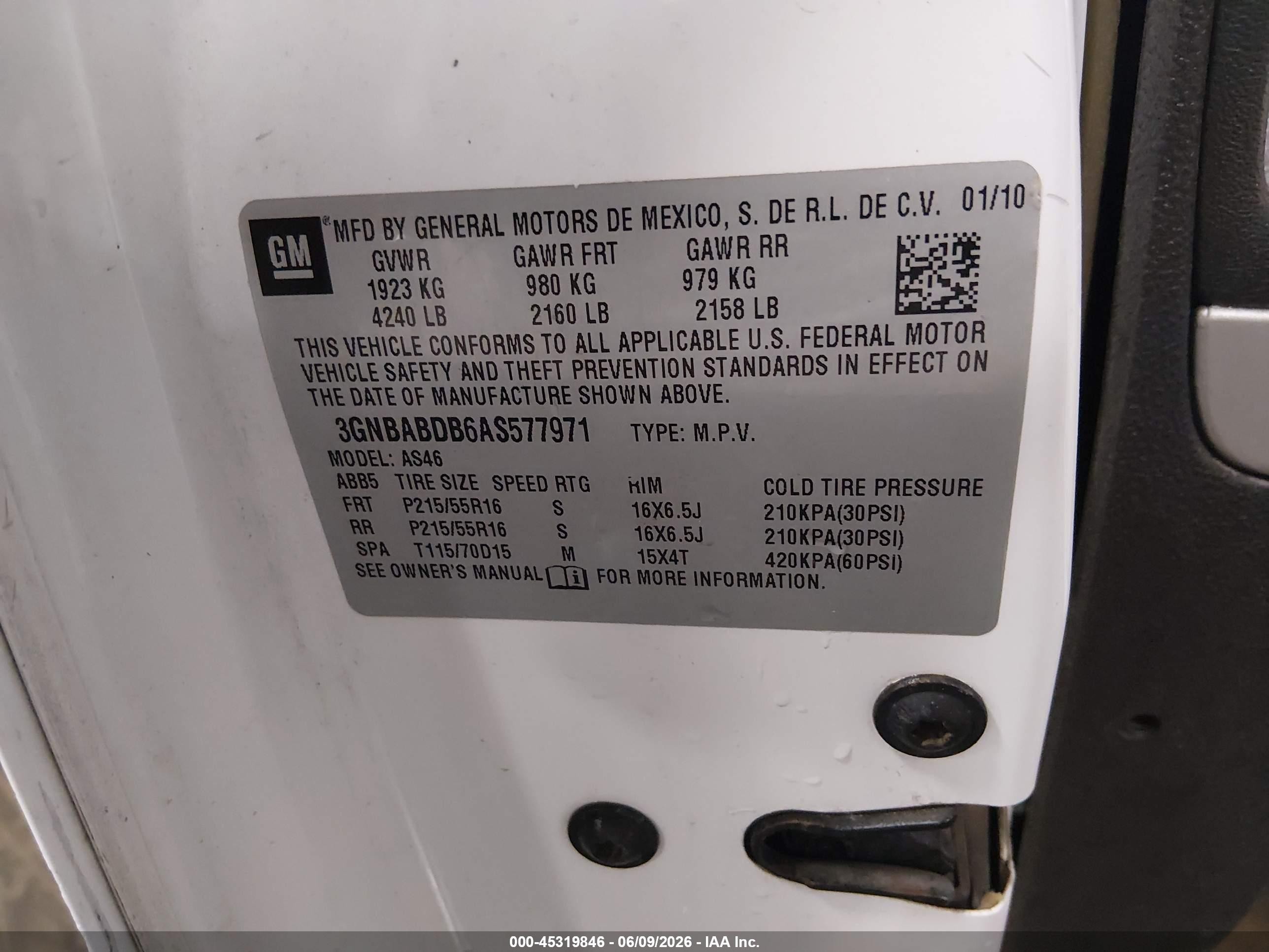 2010 Chevrolet Hhr Lt Белый vin: 3GNBABDB6AS577971