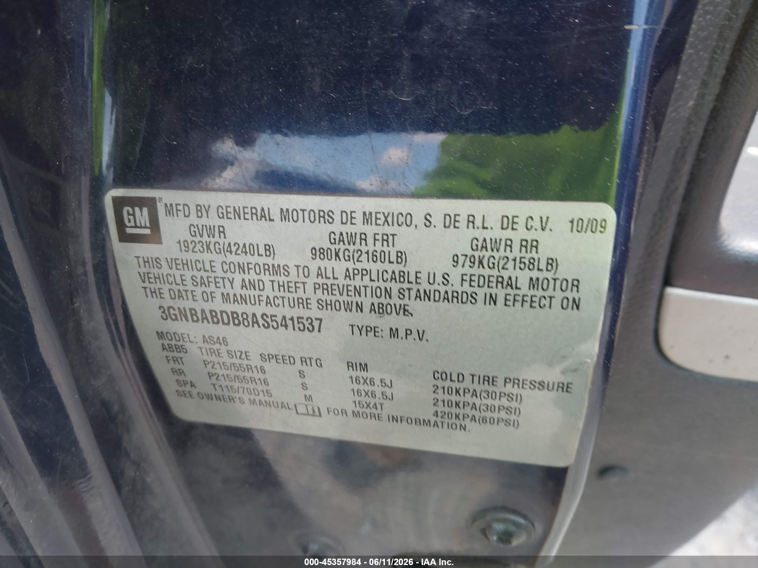 2010 Chevrolet Hhr Lt Dark Blue vin: 3GNBABDB8AS541537