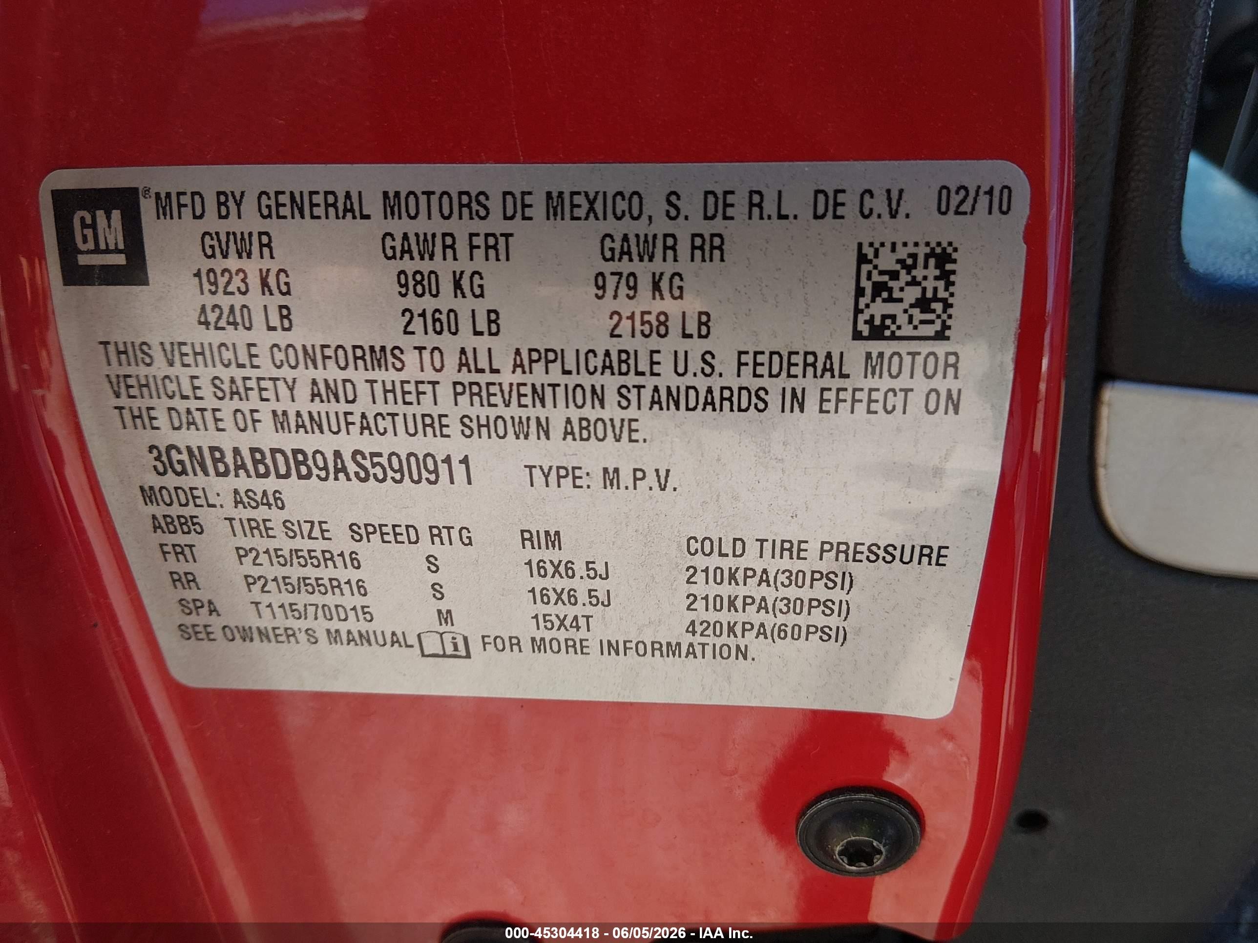 2010 Chevrolet Hhr Lt Red vin: 3GNBABDB9AS590911