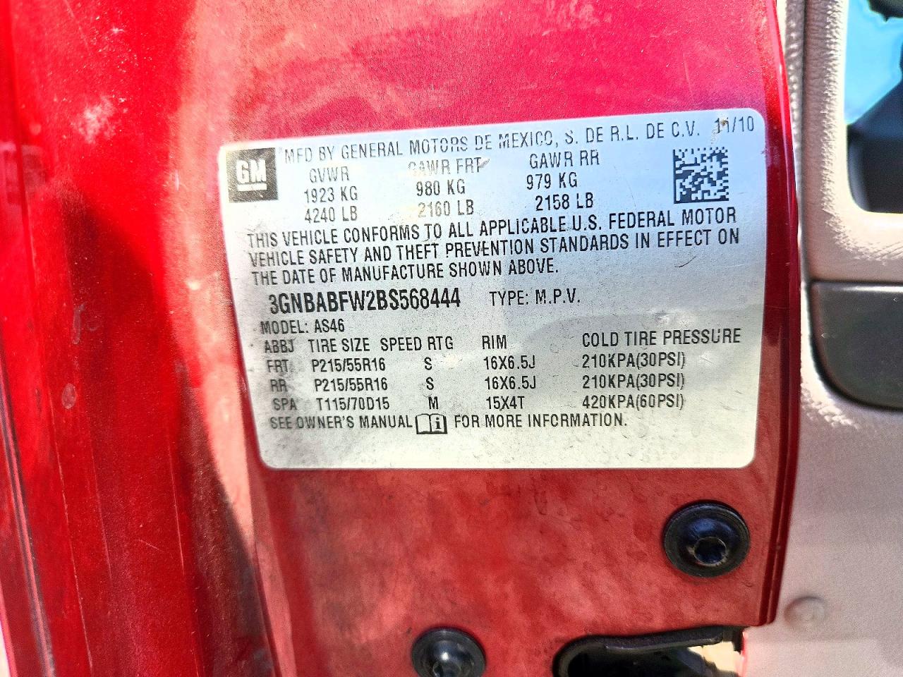 2011 Chevrolet Hhr Lt Red vin: 3GNBABFW2BS568444