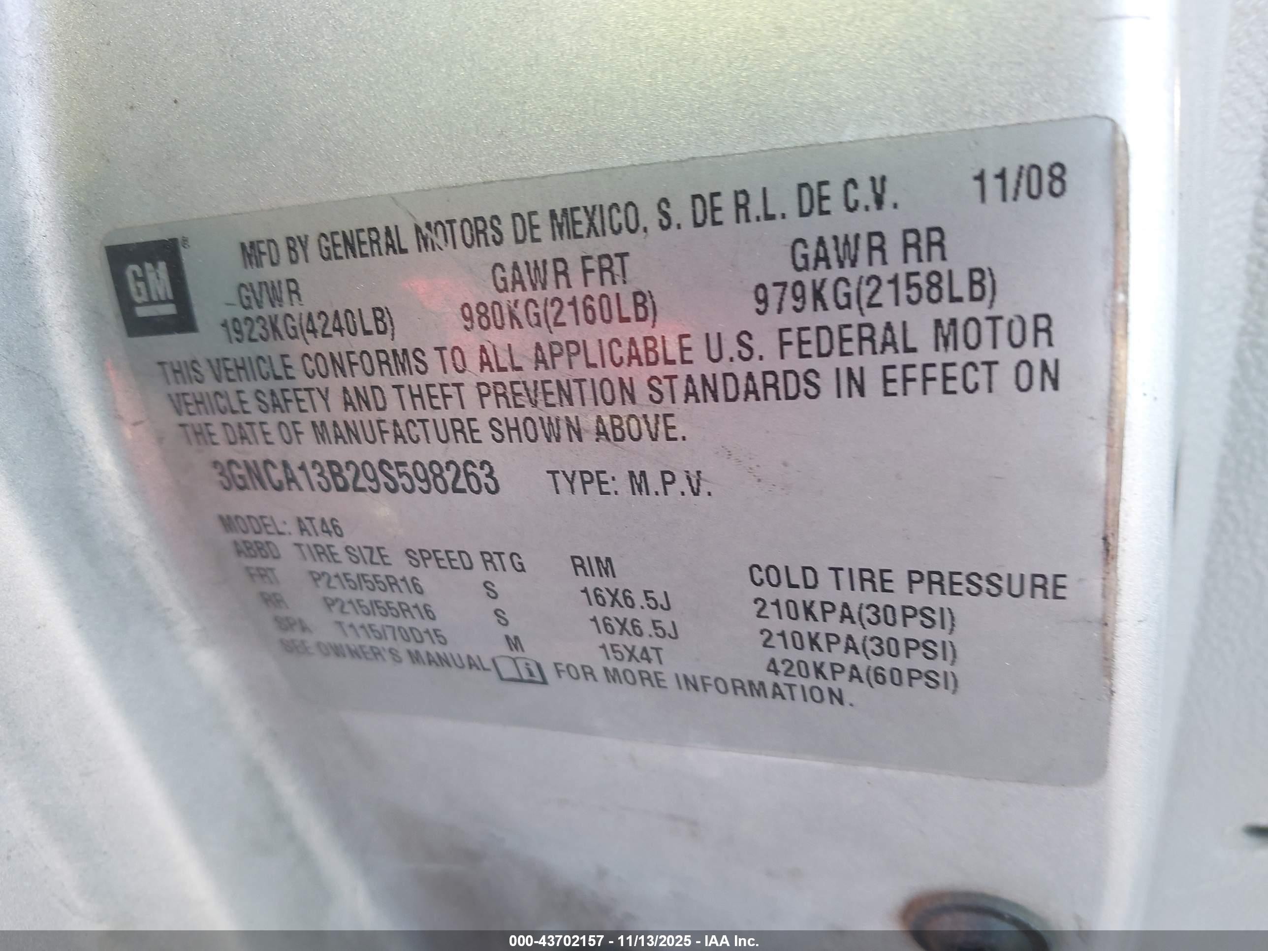 2009 Chevrolet Hhr Ls Серебряный vin: 3GNCA13B29S598263