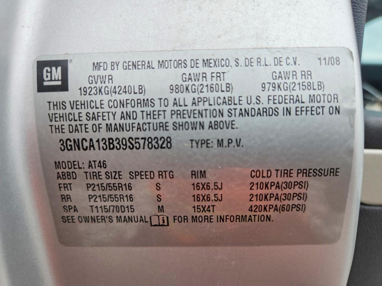 2009 Chevrolet Hhr Ls Silver vin: 3GNCA13B39S578328