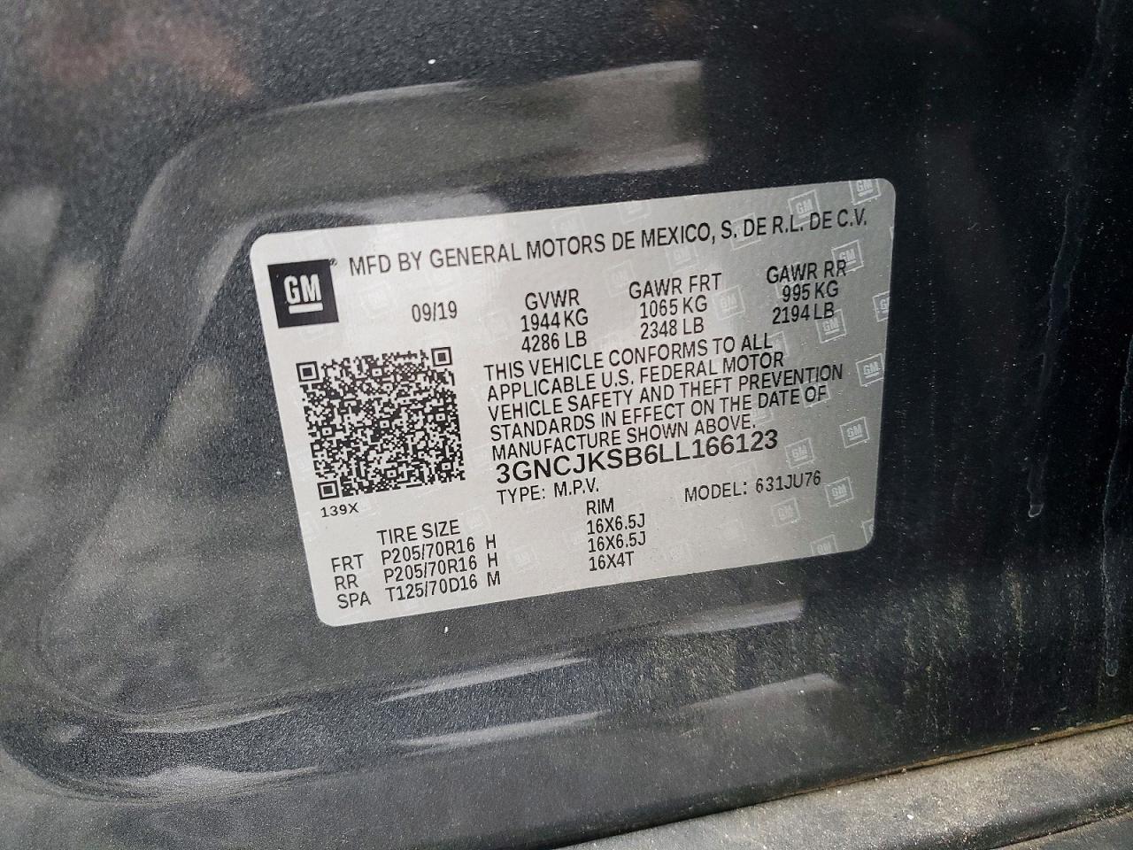 2020 Chevrolet Trax Ls Gray vin: 3GNCJKSB6LL166123