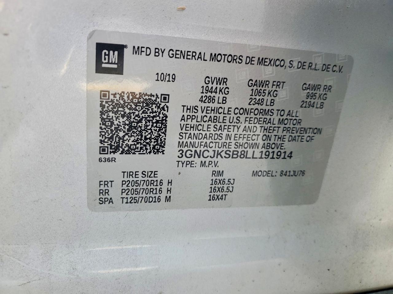 2020 Chevrolet Trax Ls Silver vin: 3GNCJKSB8LL191914
