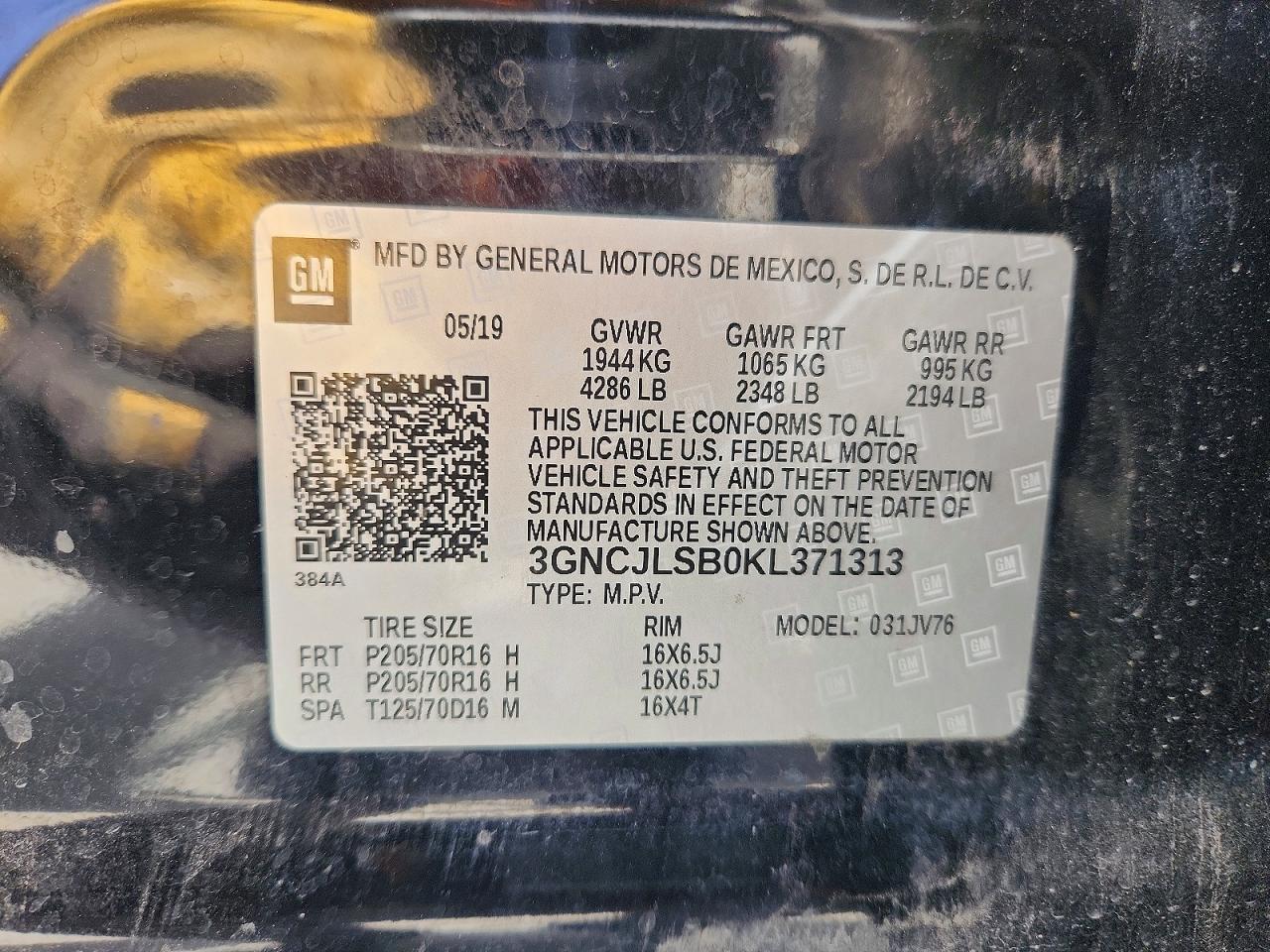 2019 Chevrolet Trax 1lt Black vin: 3GNCJLSB0KL371313