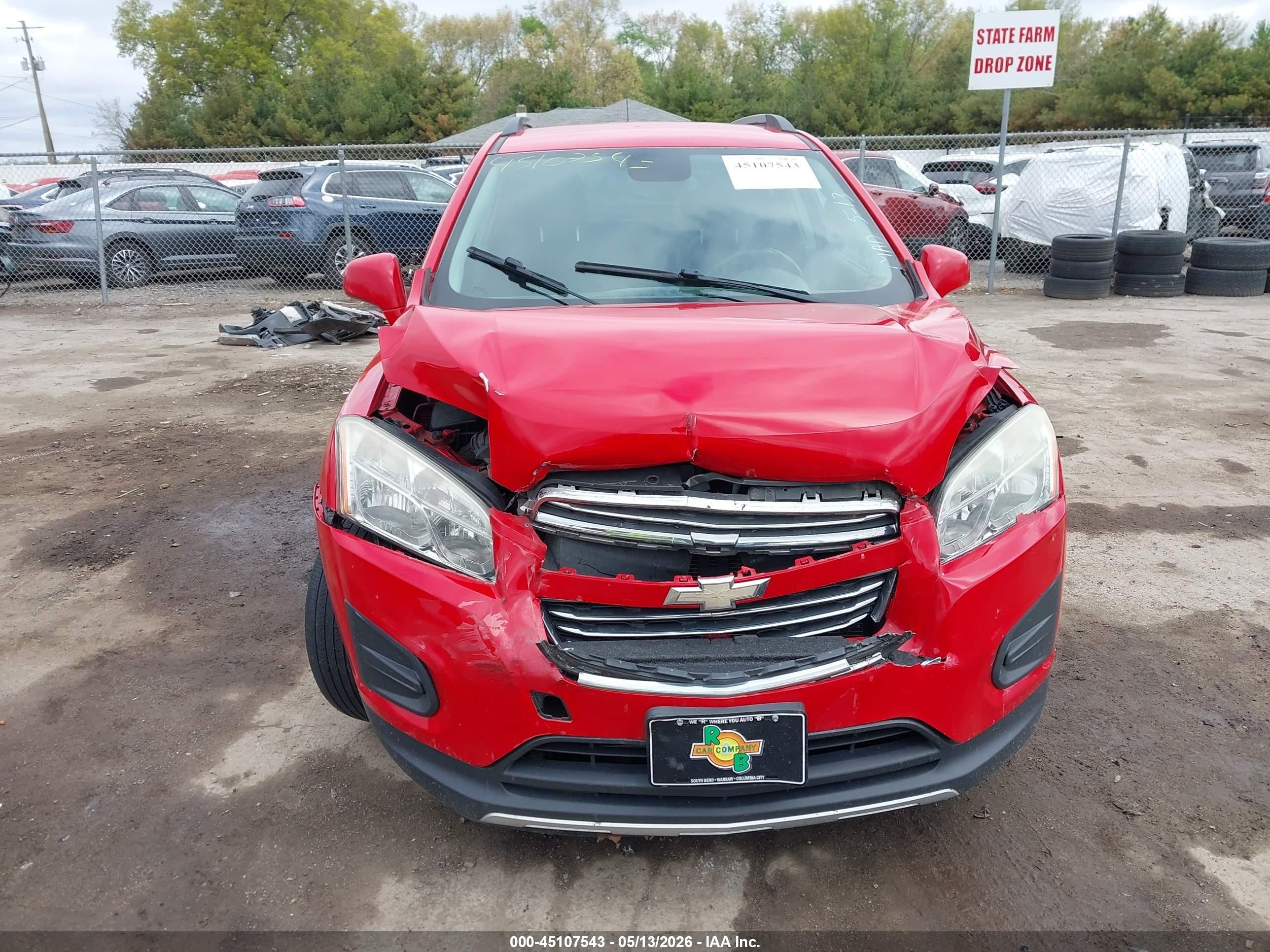 2015 Chevrolet Trax Lt Red vin: 3GNCJLSB5FL239606