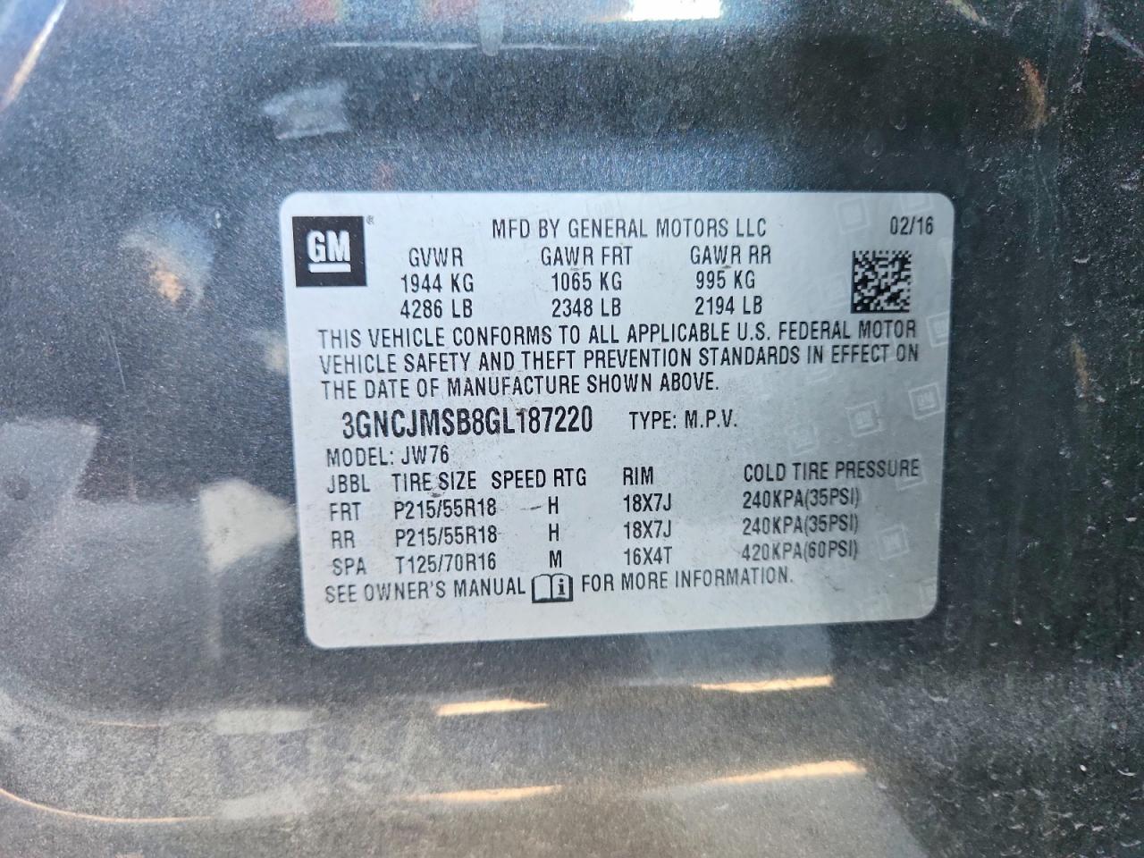 2016 Chevrolet Trax Ltz Black vin: 3GNCJMSB8GL187220