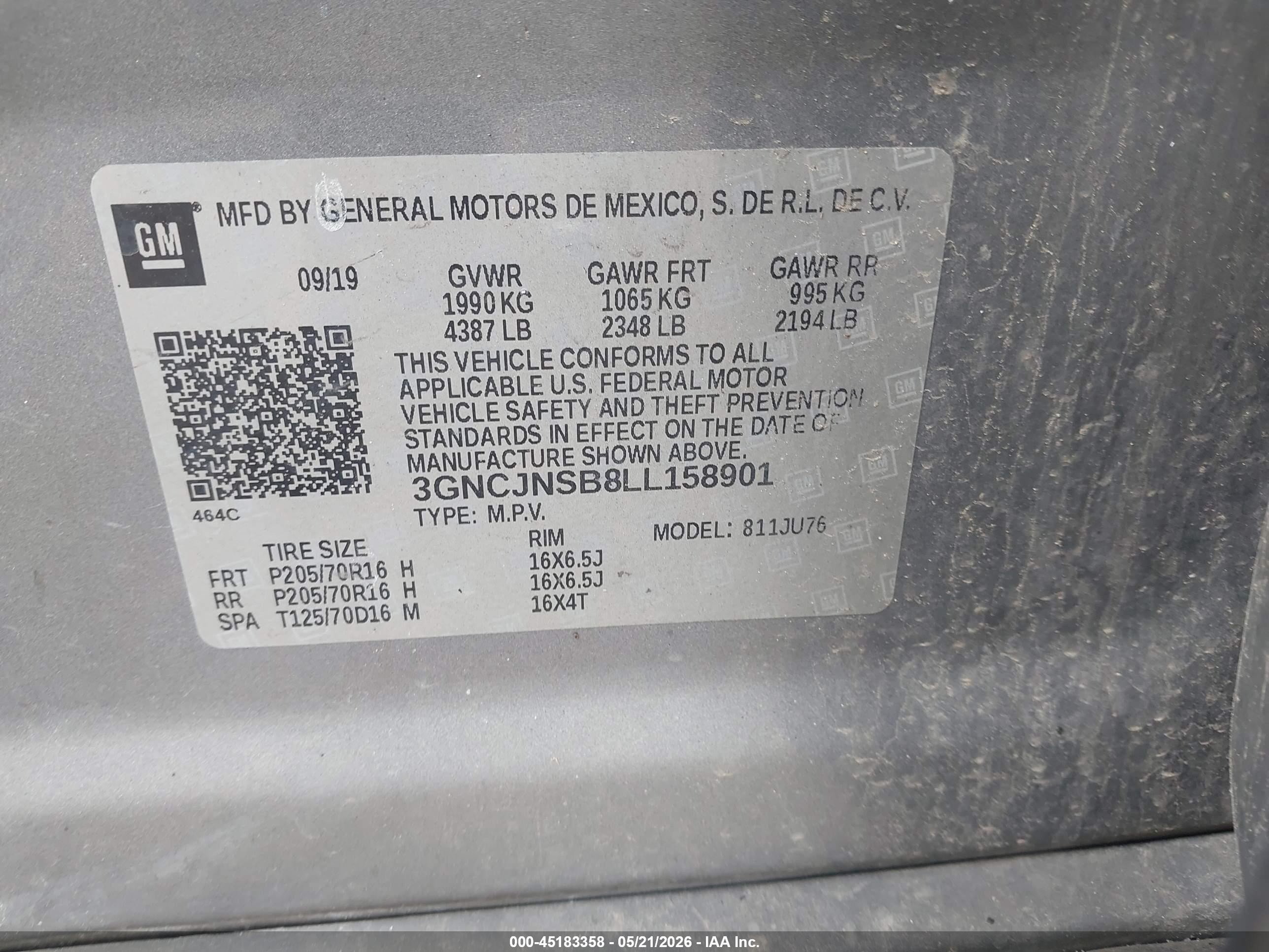 2020 Chevrolet Trax Awd Ls Серый vin: 3GNCJNSB8LL158901