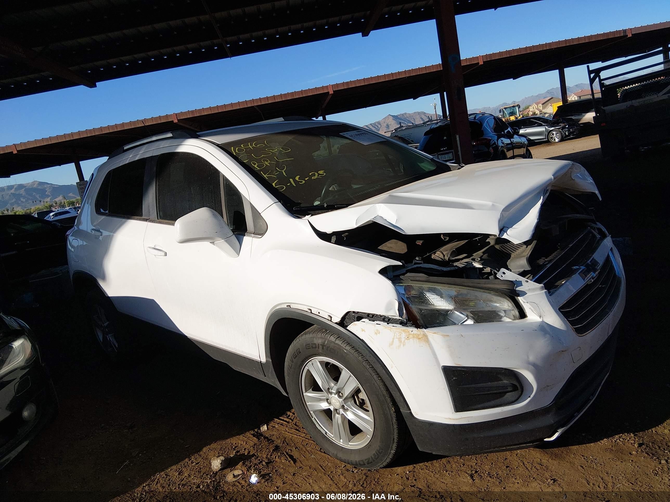 2016 Chevrolet Trax Lt Белый vin: 3GNCJPSB3GL255263