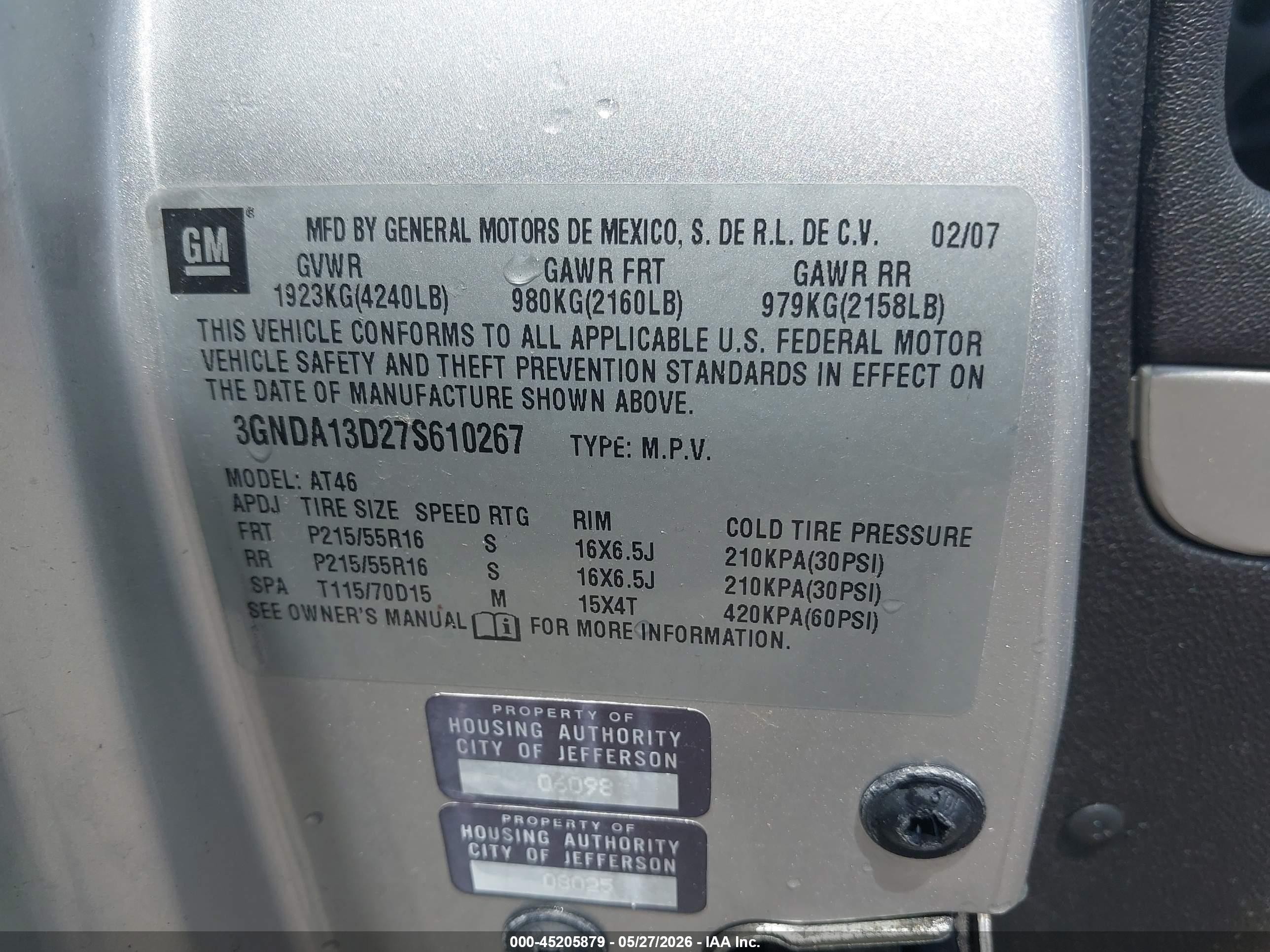2007 Chevrolet Hhr Ls Серебряный vin: 3GNDA13D27S610267