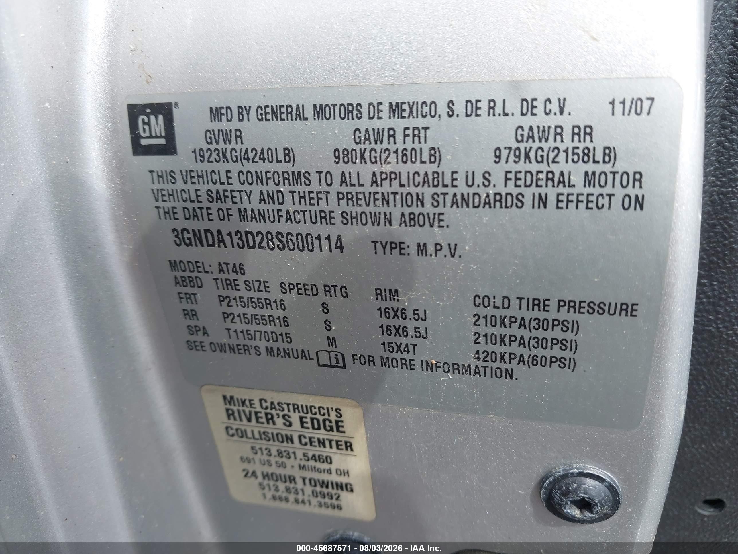 2008 Chevrolet Hhr Ls Silver vin: 3GNDA13D28S600114