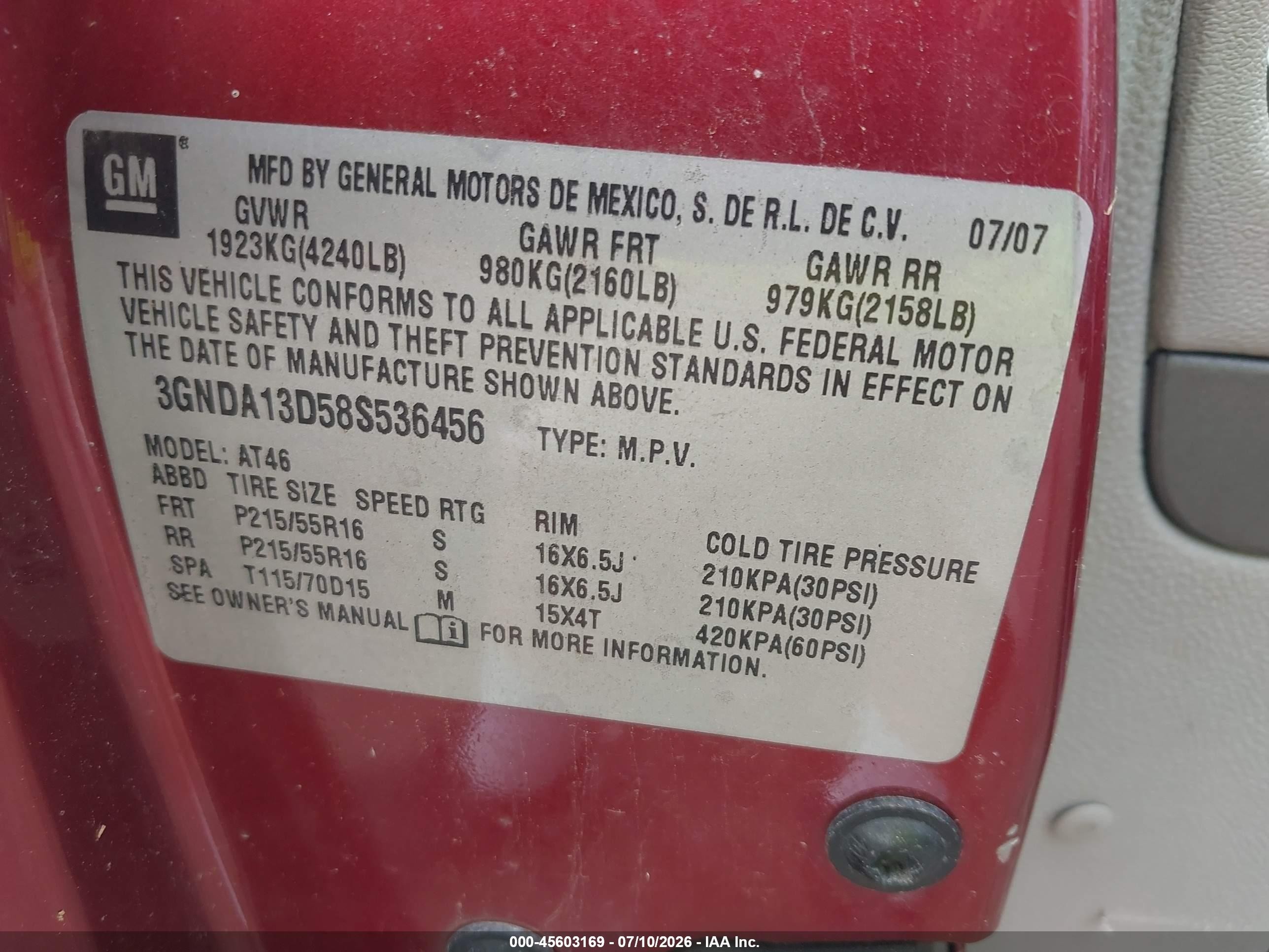 2008 Chevrolet Hhr Ls Maroon vin: 3GNDA13D58S536456