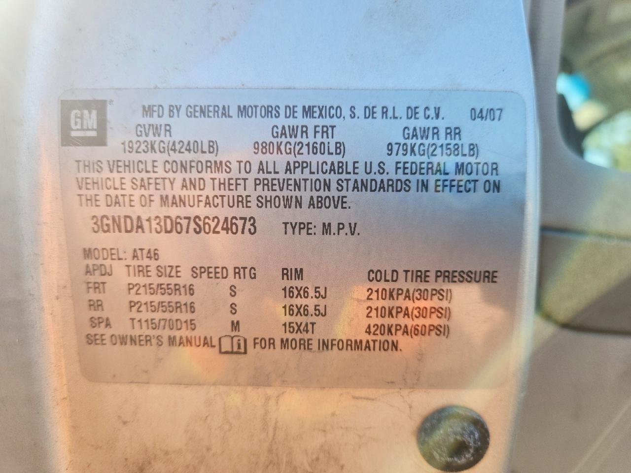 2007 Chevrolet Hhr Ls Silver vin: 3GNDA13D67S624673