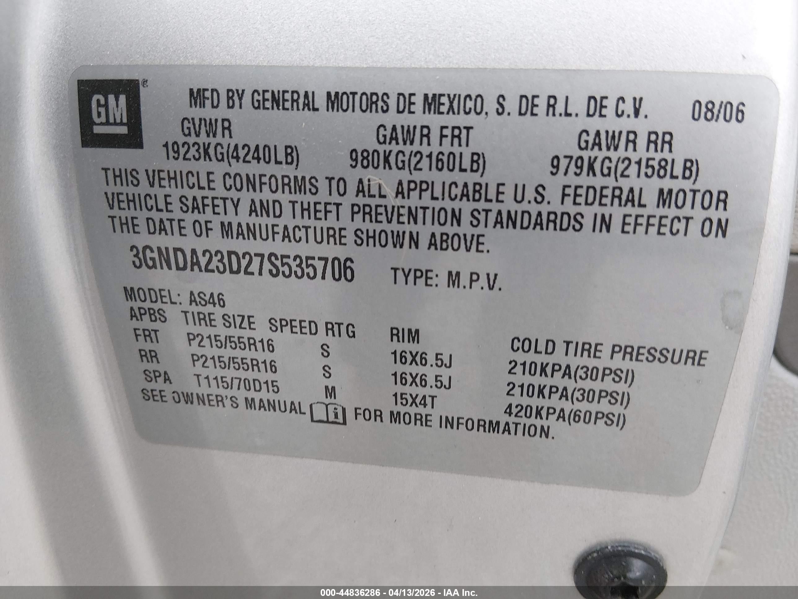 2007 Chevrolet Hhr Lt Silver vin: 3GNDA23D27S535706