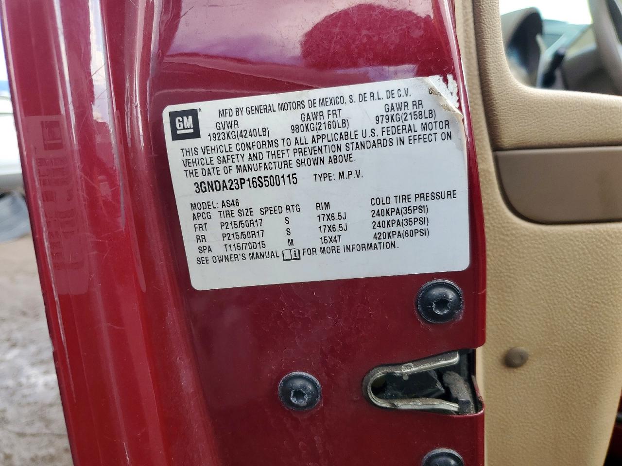 2006 Chevrolet Hhr Lt Burgundy vin: 3GNDA23P16S500115