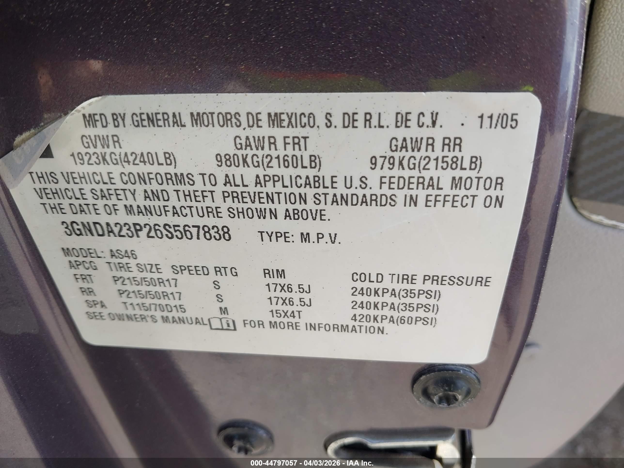 2006 Chevrolet Hhr Lt Purple vin: 3GNDA23P26S567838