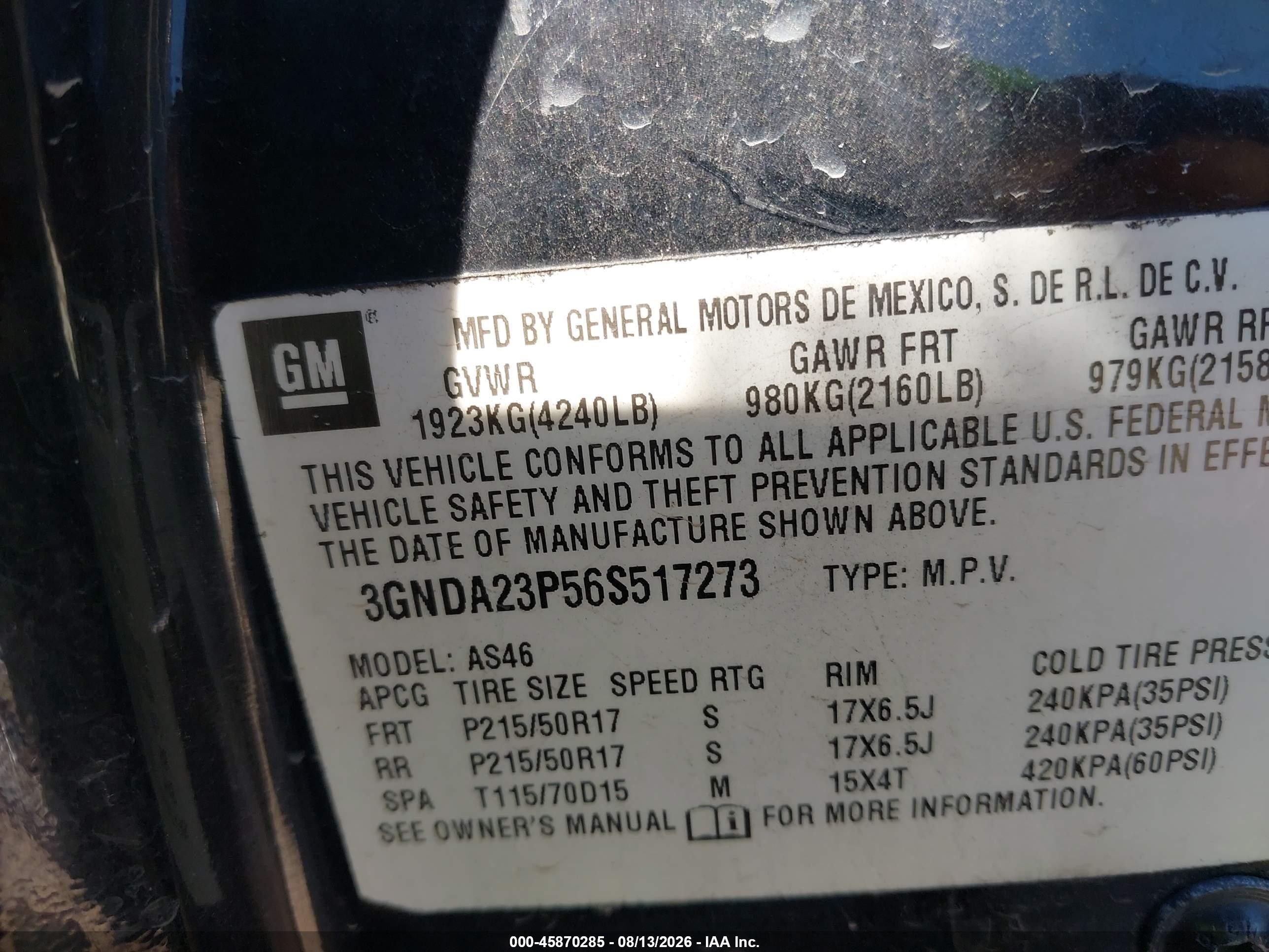 2006 Chevrolet Hhr Lt Black vin: 3GNDA23P56S517273