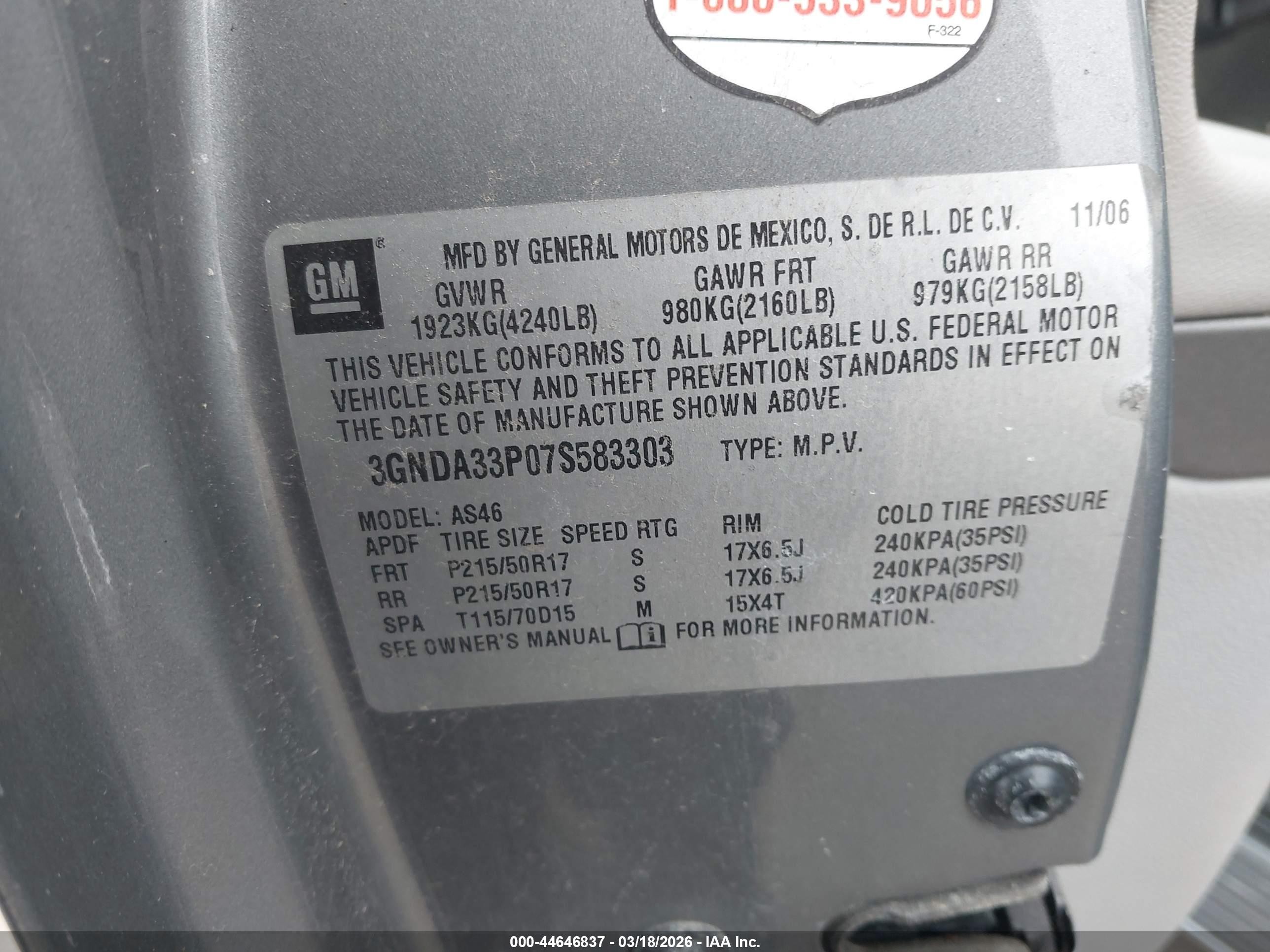2007 Chevrolet Hhr Lt Gray vin: 3GNDA33P07S583303