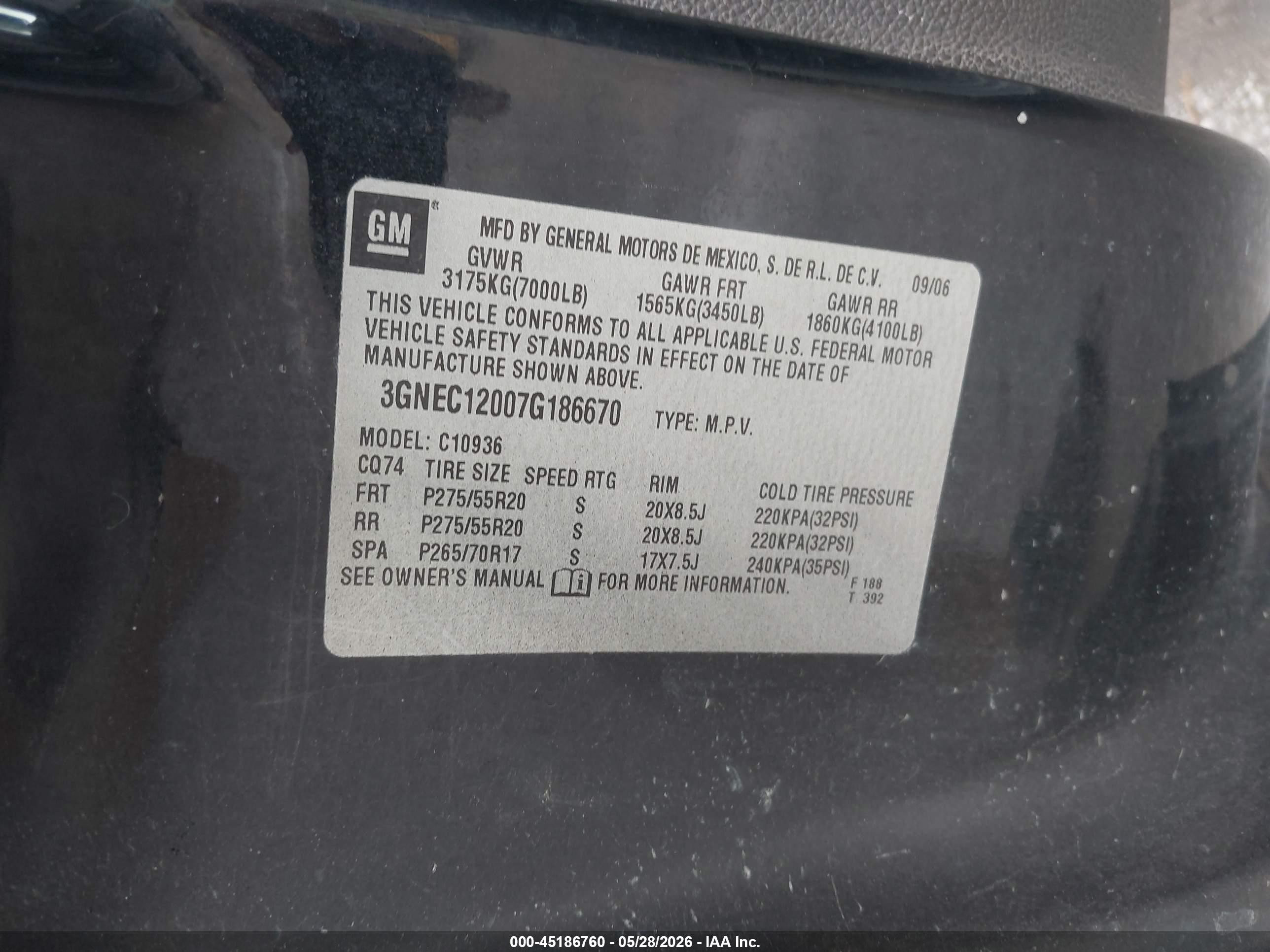 2007 Chevrolet Avalanche 1500 Ltz Черный vin: 3GNEC12007G186670