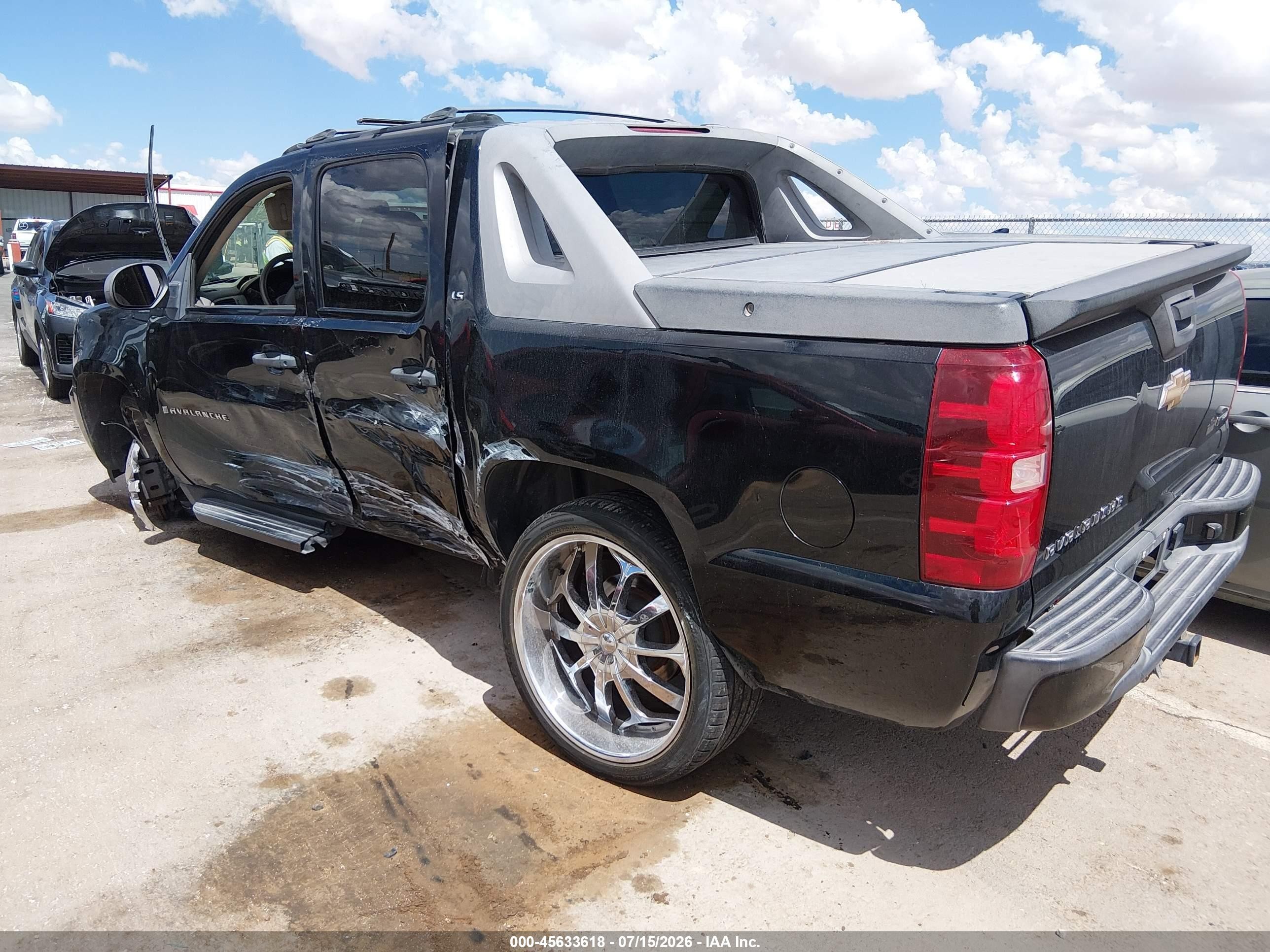 2007 Chevrolet Avalanche 1500 Ls Black vin: 3GNEC12047G159830