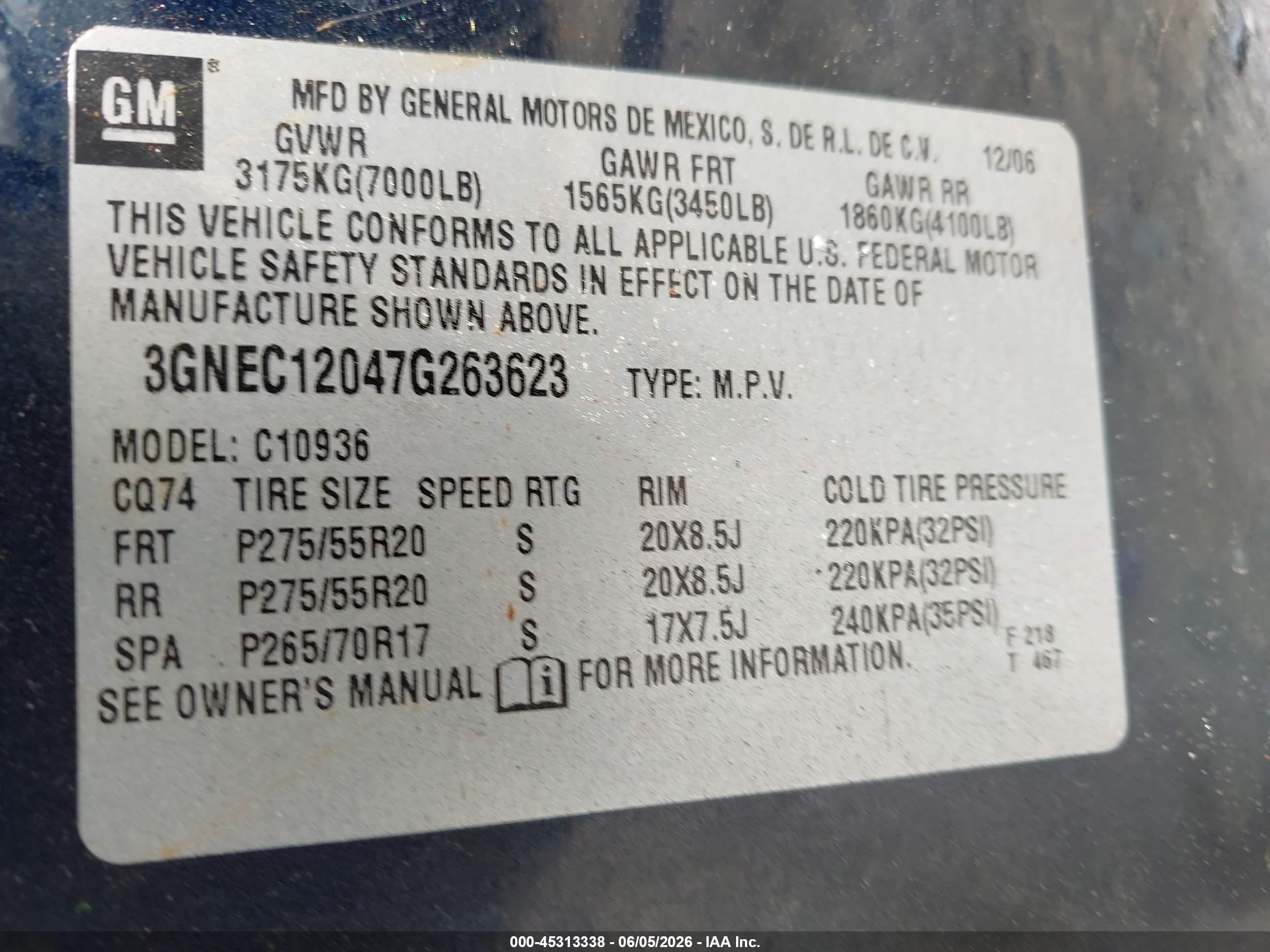 2007 Chevrolet Avalanche 1500 Lt Black vin: 3GNEC12047G263623