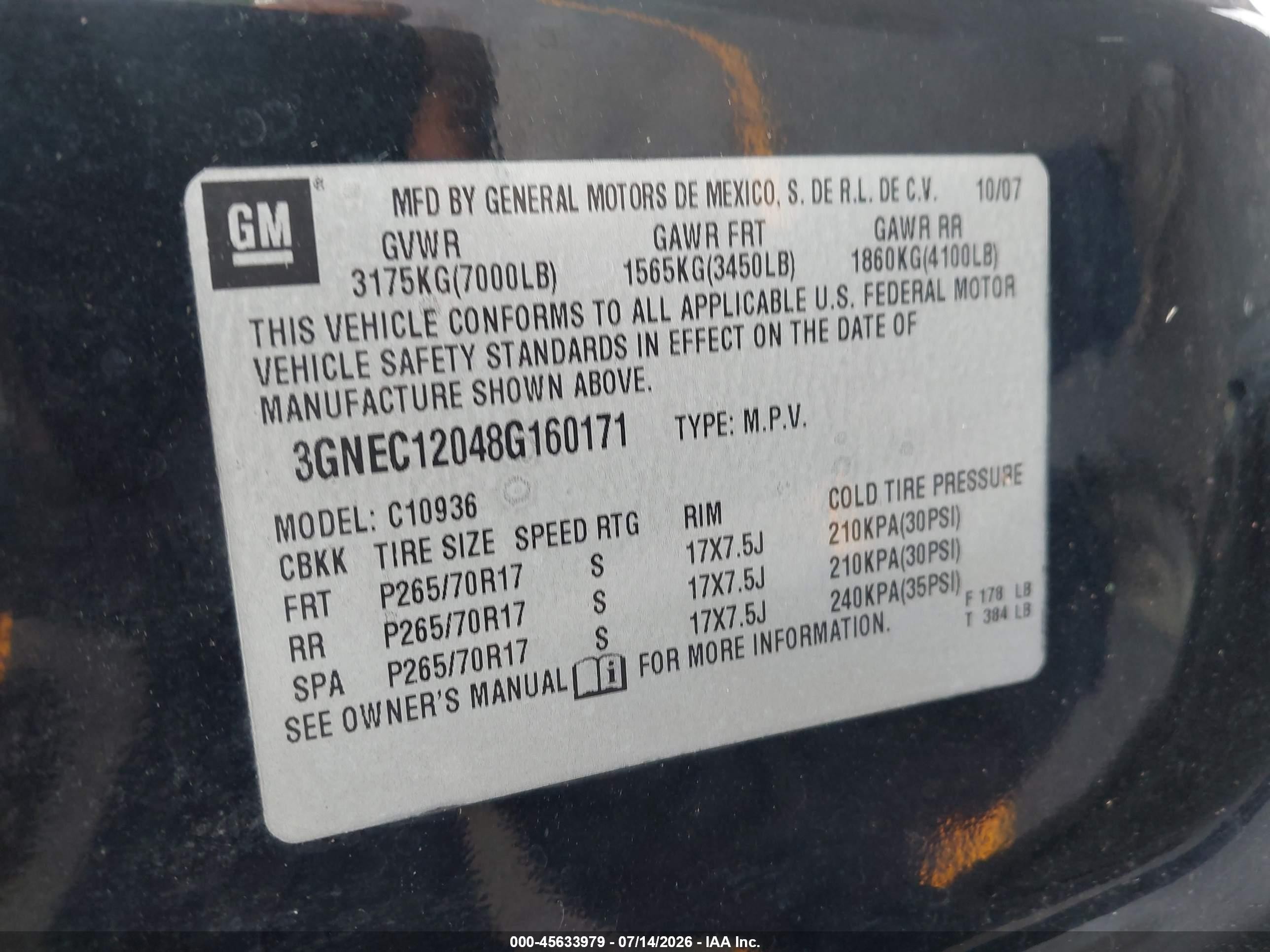 2008 Chevrolet Avalanche 1500 Ls Black vin: 3GNEC12048G160171