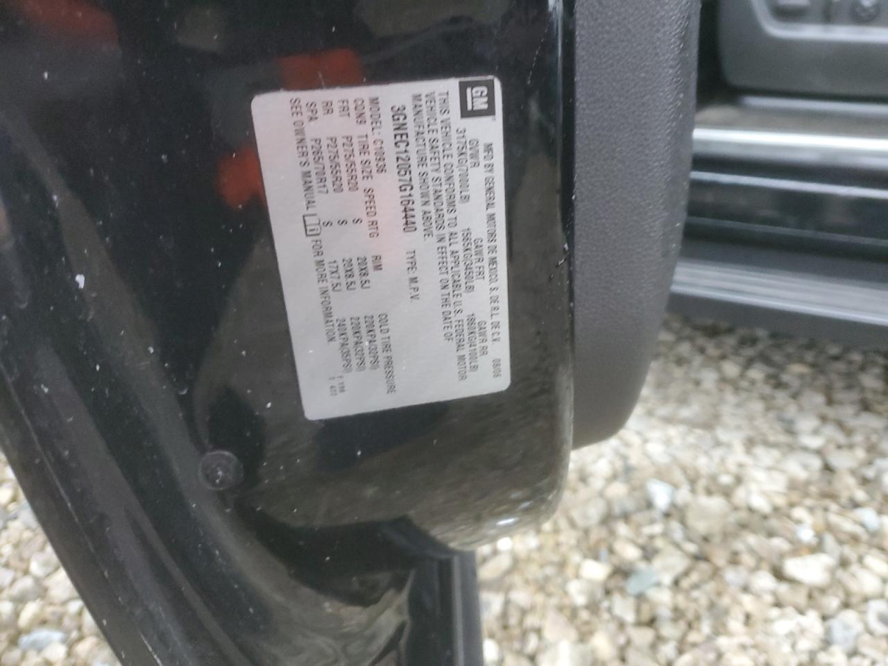 2007 Chevrolet Avalanche C1500 Black vin: 3GNEC12057G164440