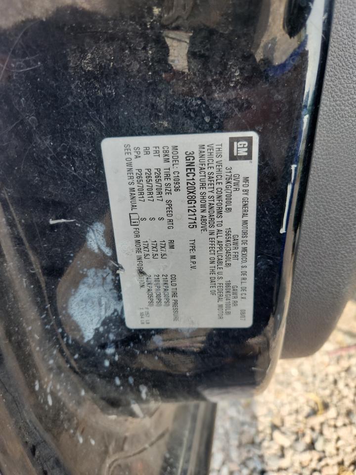 2008 Chevrolet Avalanche C1500 Black vin: 3GNEC120X8G121715