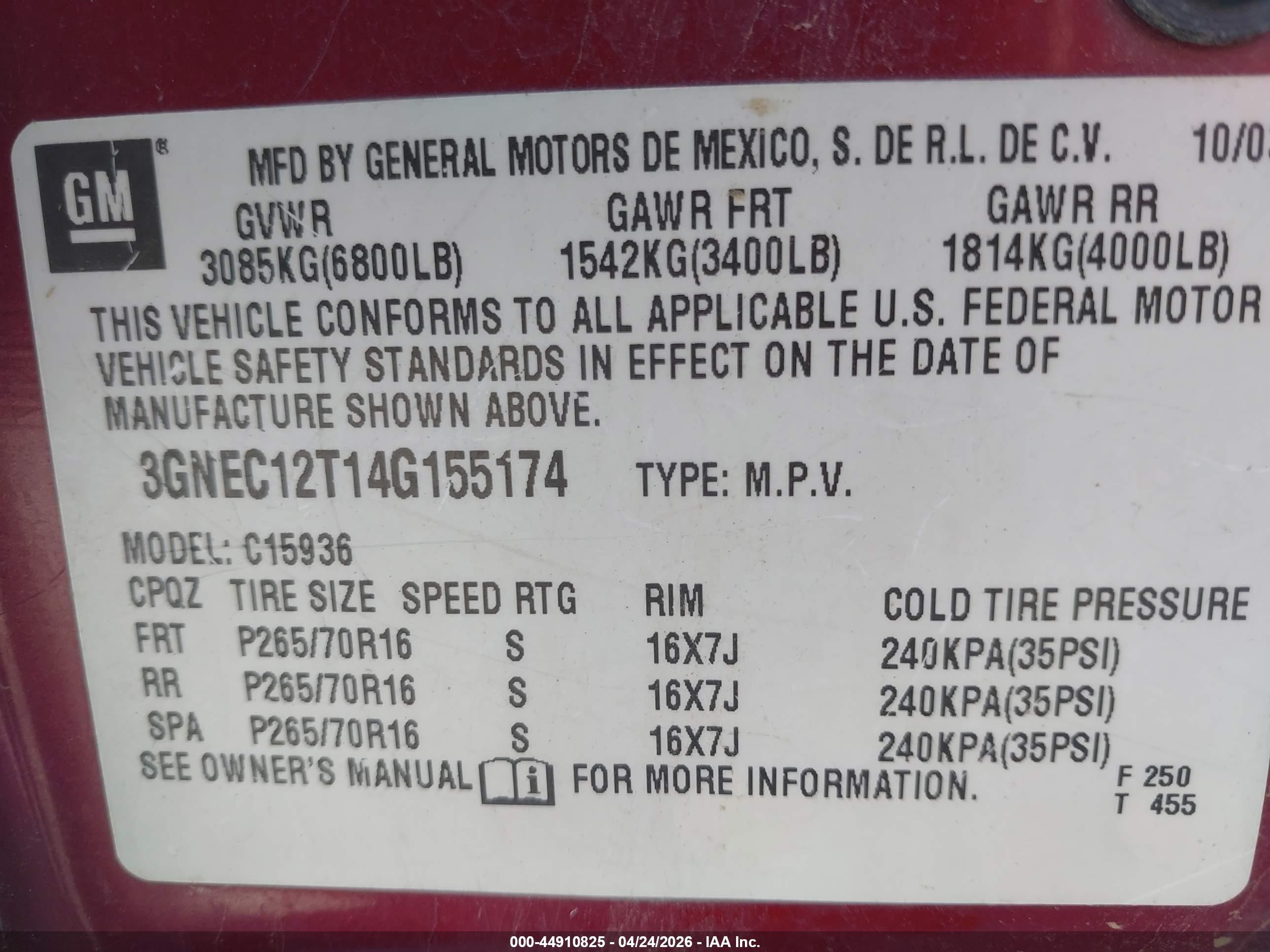 2004 Chevrolet Avalanche 1500   Burgundy vin: 3GNEC12T14G155174
