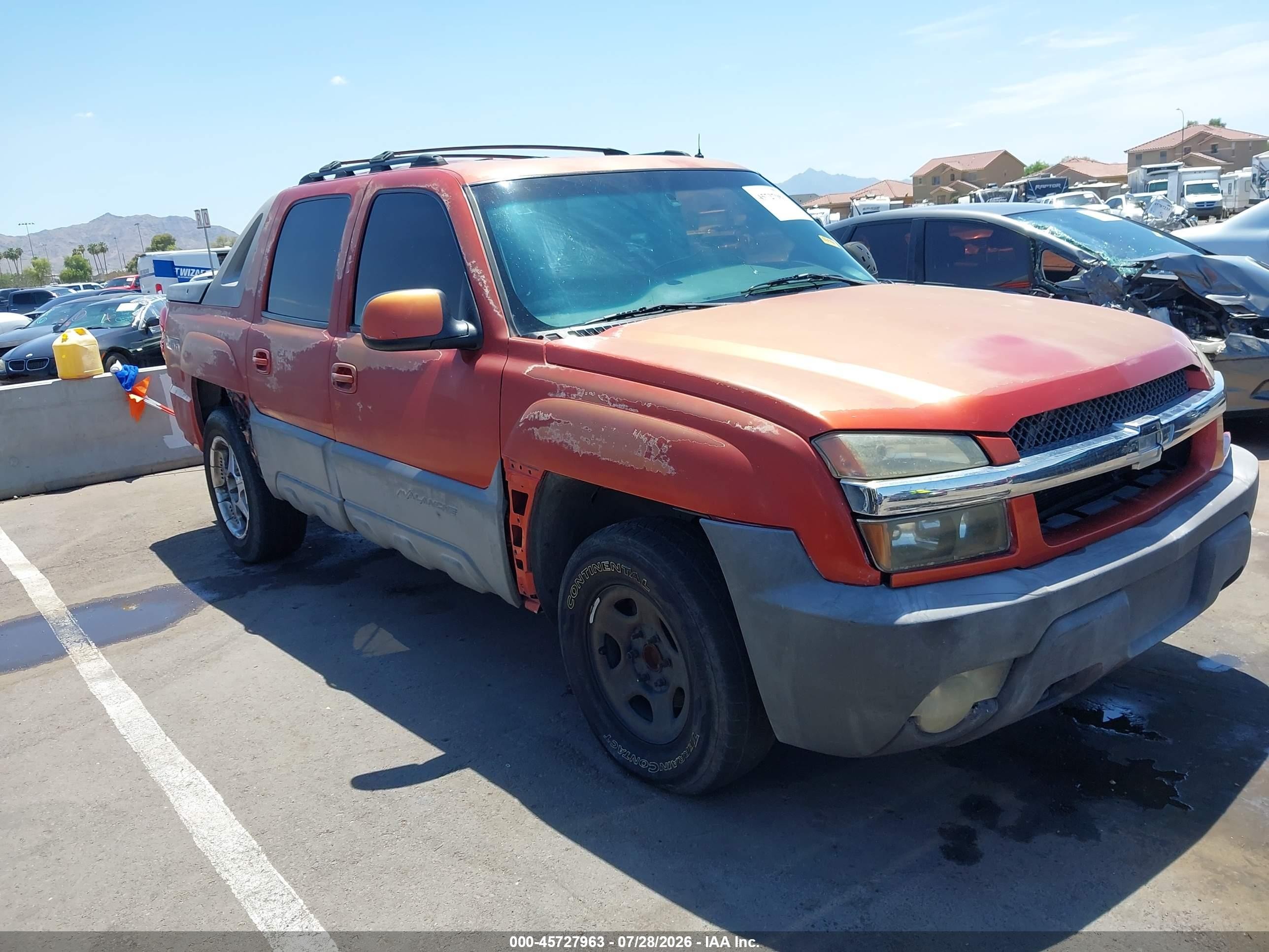 2002 Chevrolet Avalanche 1500   Orange vin: 3GNEC13T62G221777