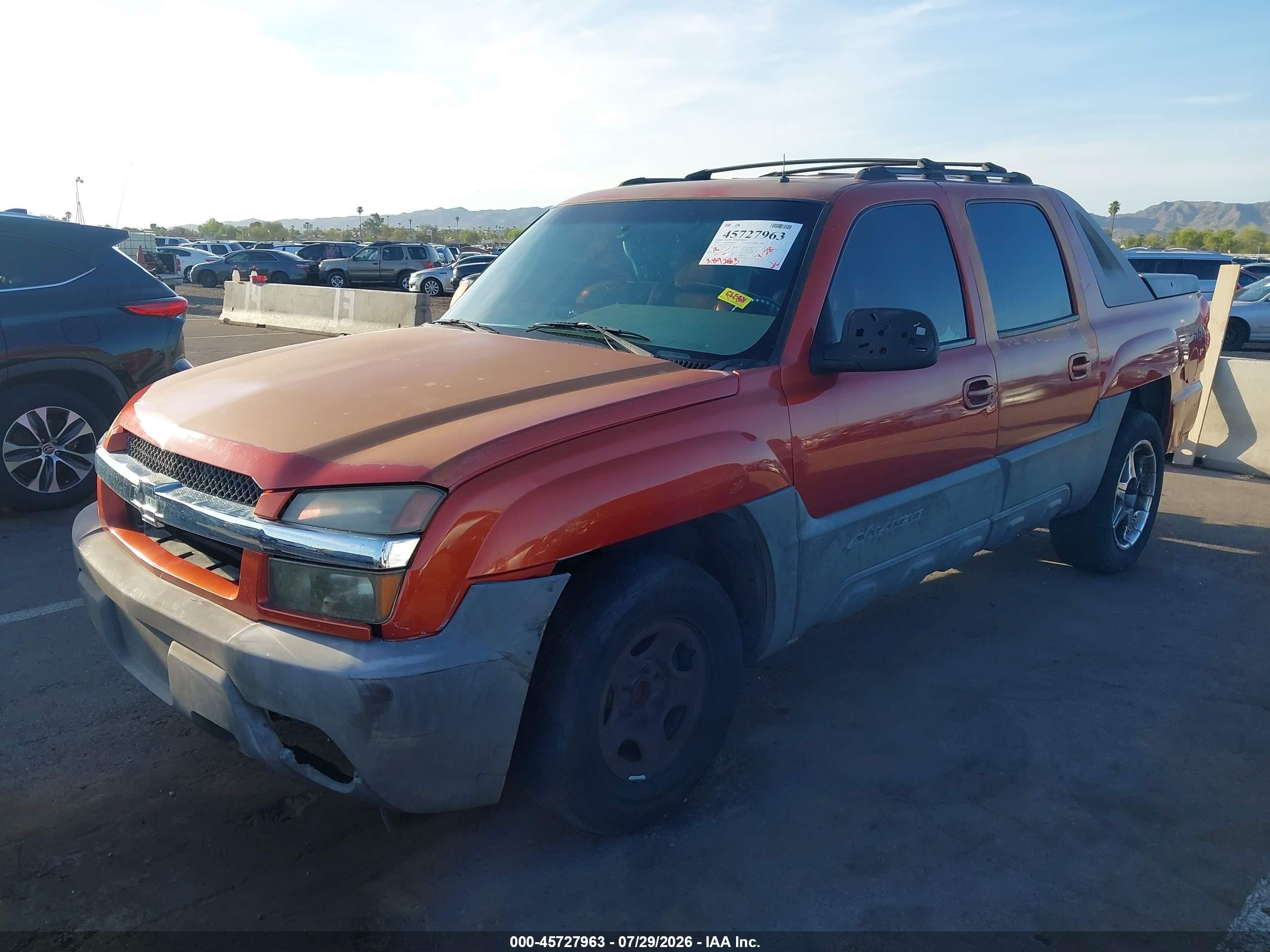 2002 Chevrolet Avalanche 1500   Orange vin: 3GNEC13T62G221777