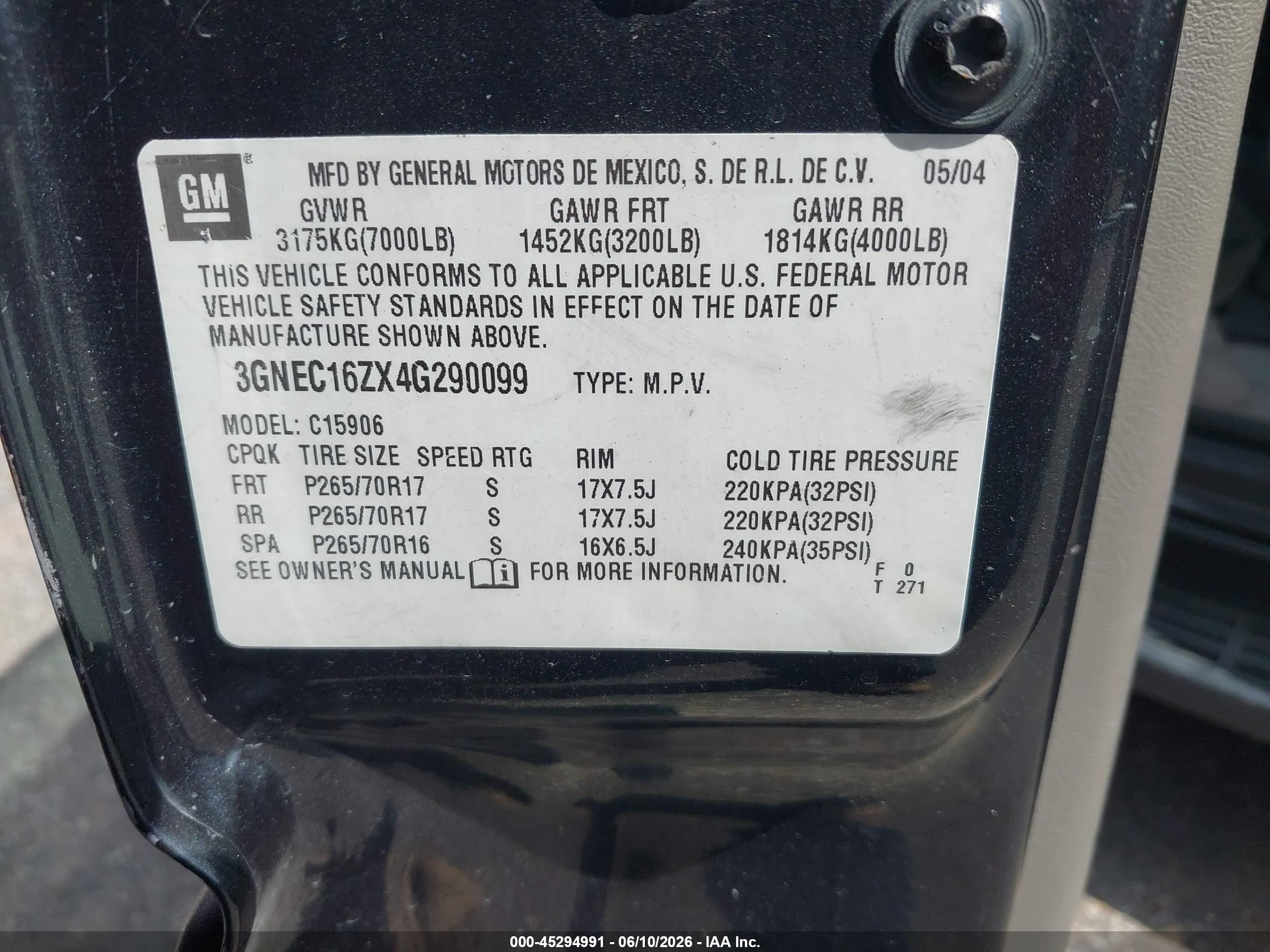 2004 Chevrolet Suburban 1500 Ls Gray vin: 3GNEC16ZX4G290099