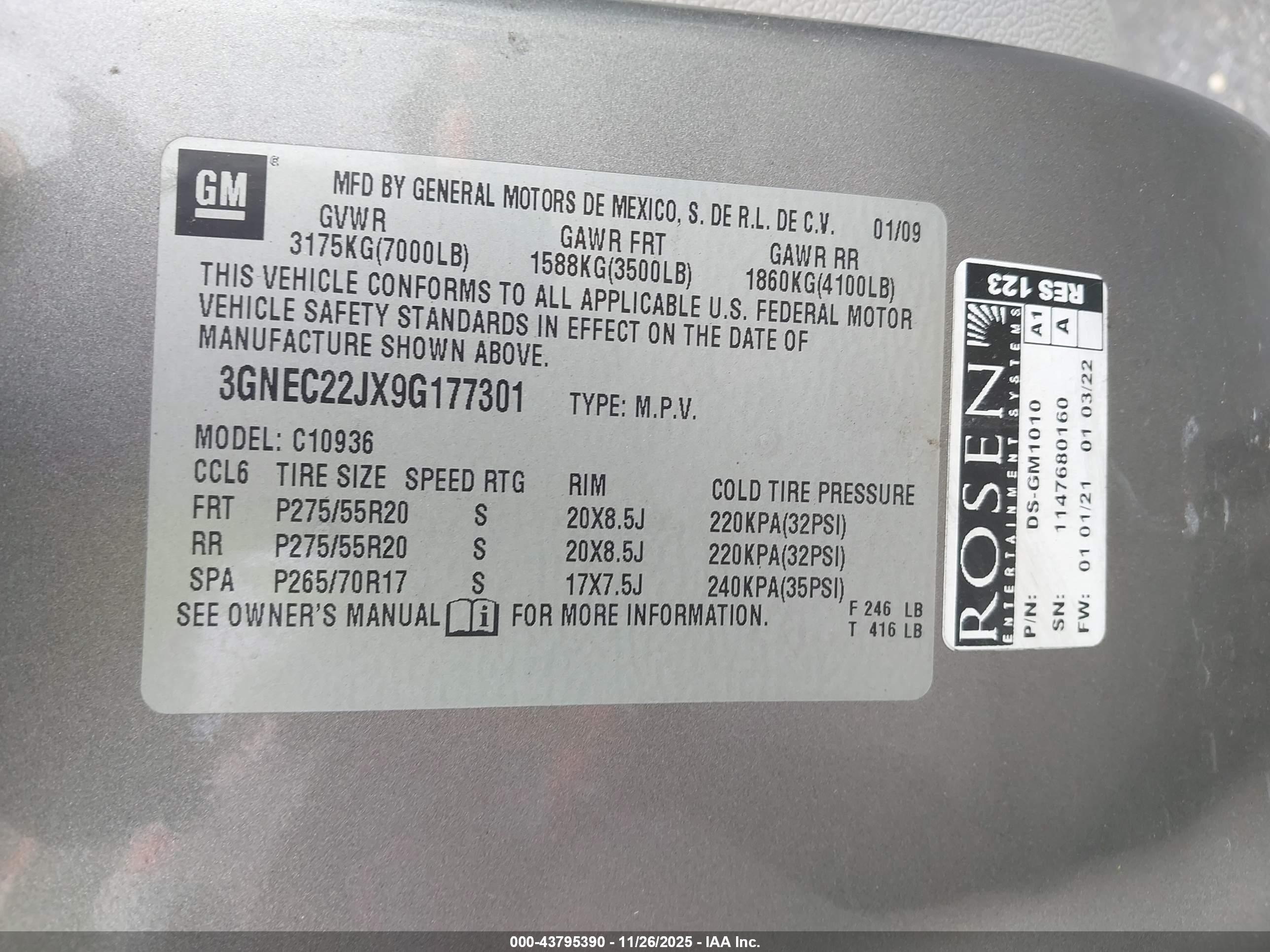 2009 Chevrolet Avalanche 1500 Lt2 Pewter vin: 3GNEC22JX9G177301