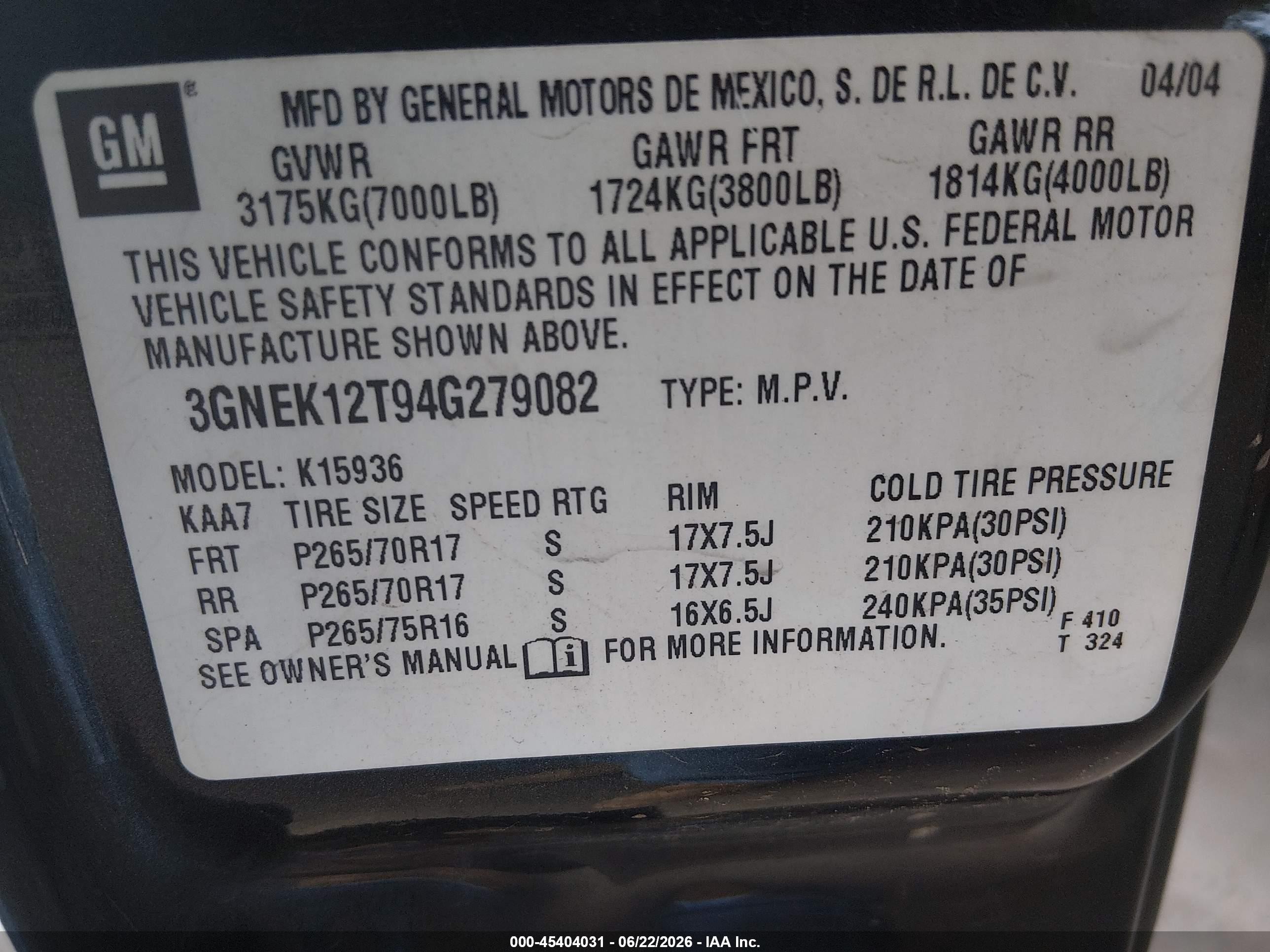2004 Chevrolet Avalanche 1500   Черный vin: 3GNEK12T94G279082