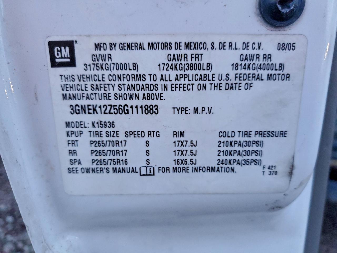 2006 Chevrolet Avalanche K1500 White vin: 3GNEK12Z56G111883