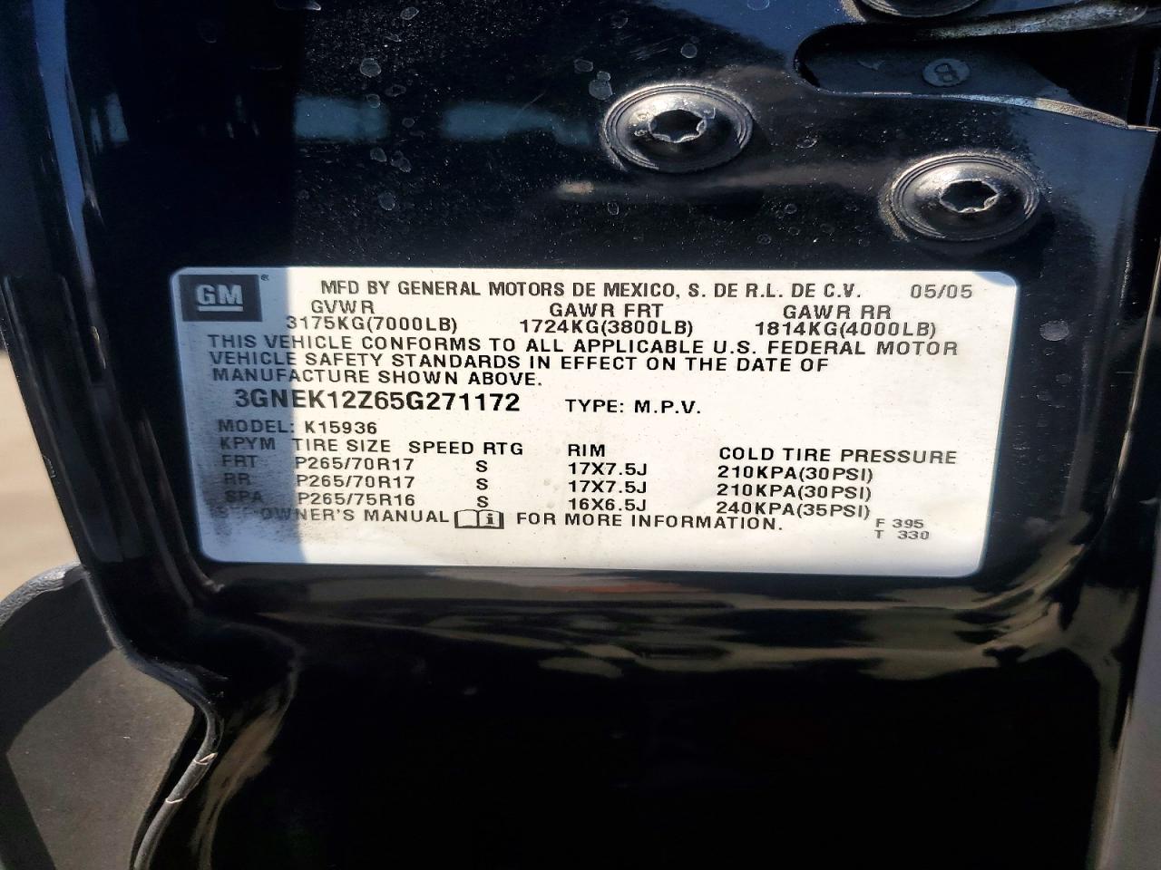 2005 Chevrolet Avalanche K1500 Black vin: 3GNEK12Z65G271172