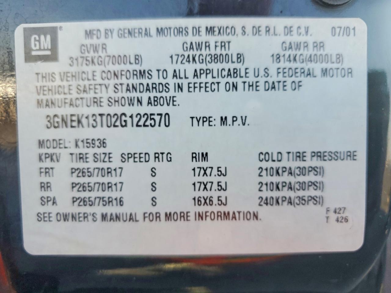 2002 Chevrolet Avalanche Black vin: 3GNEK13T02G122570
