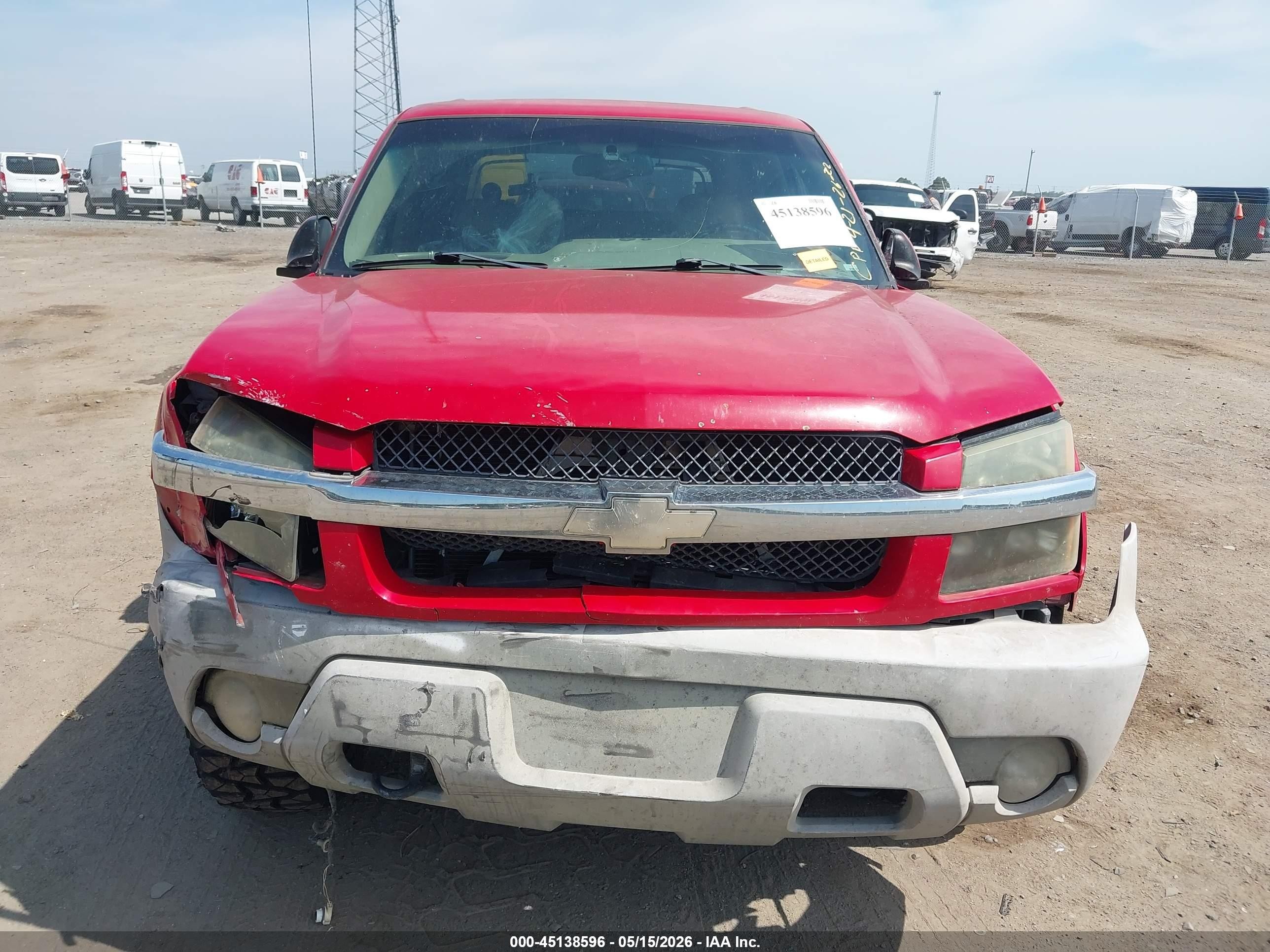 2002 Chevrolet Avalanche 1500   Red vin: 3GNEK13T02G354215