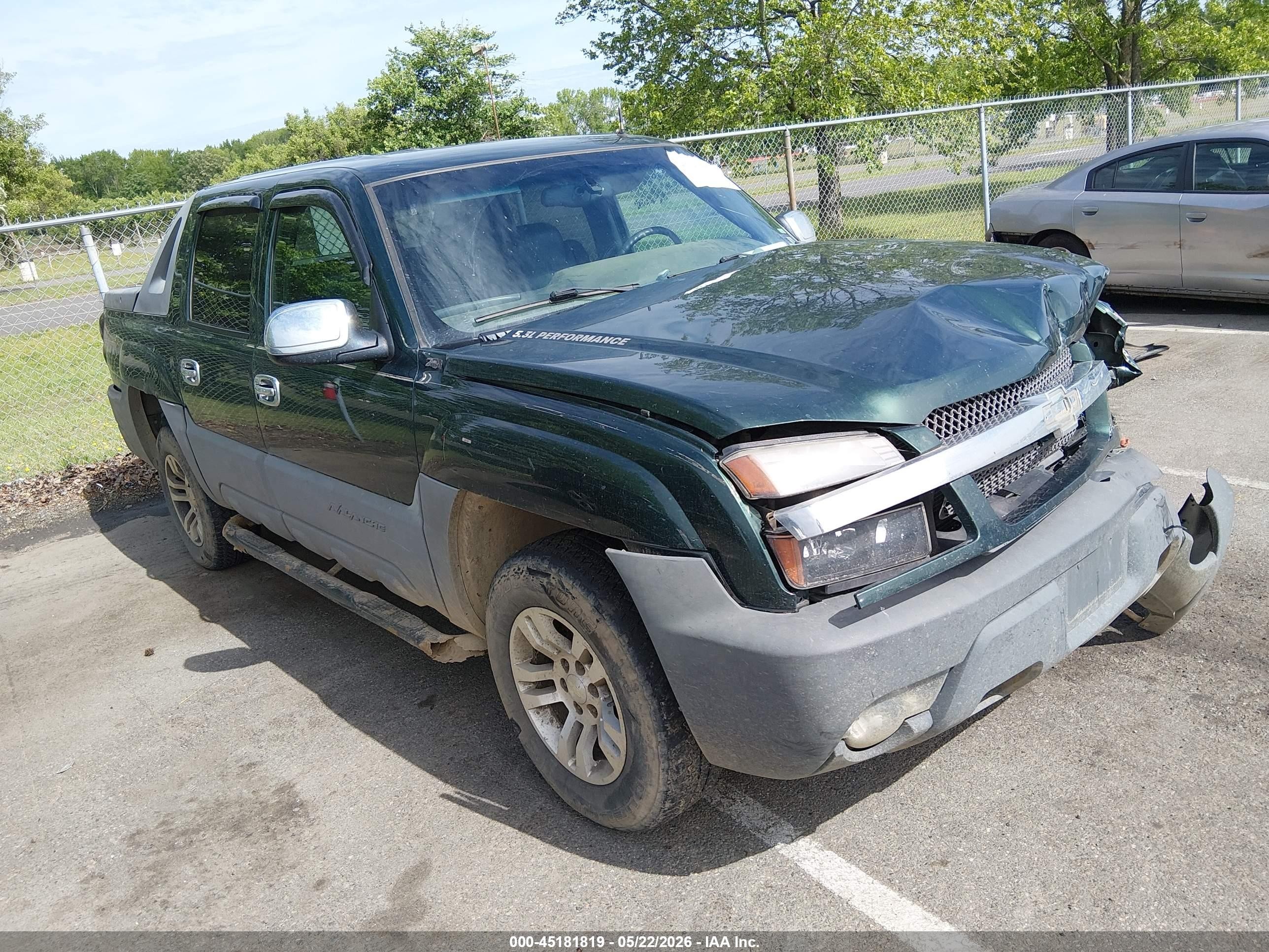 2002 Chevrolet Avalanche 1500   Green vin: 3GNEK13T22G167526