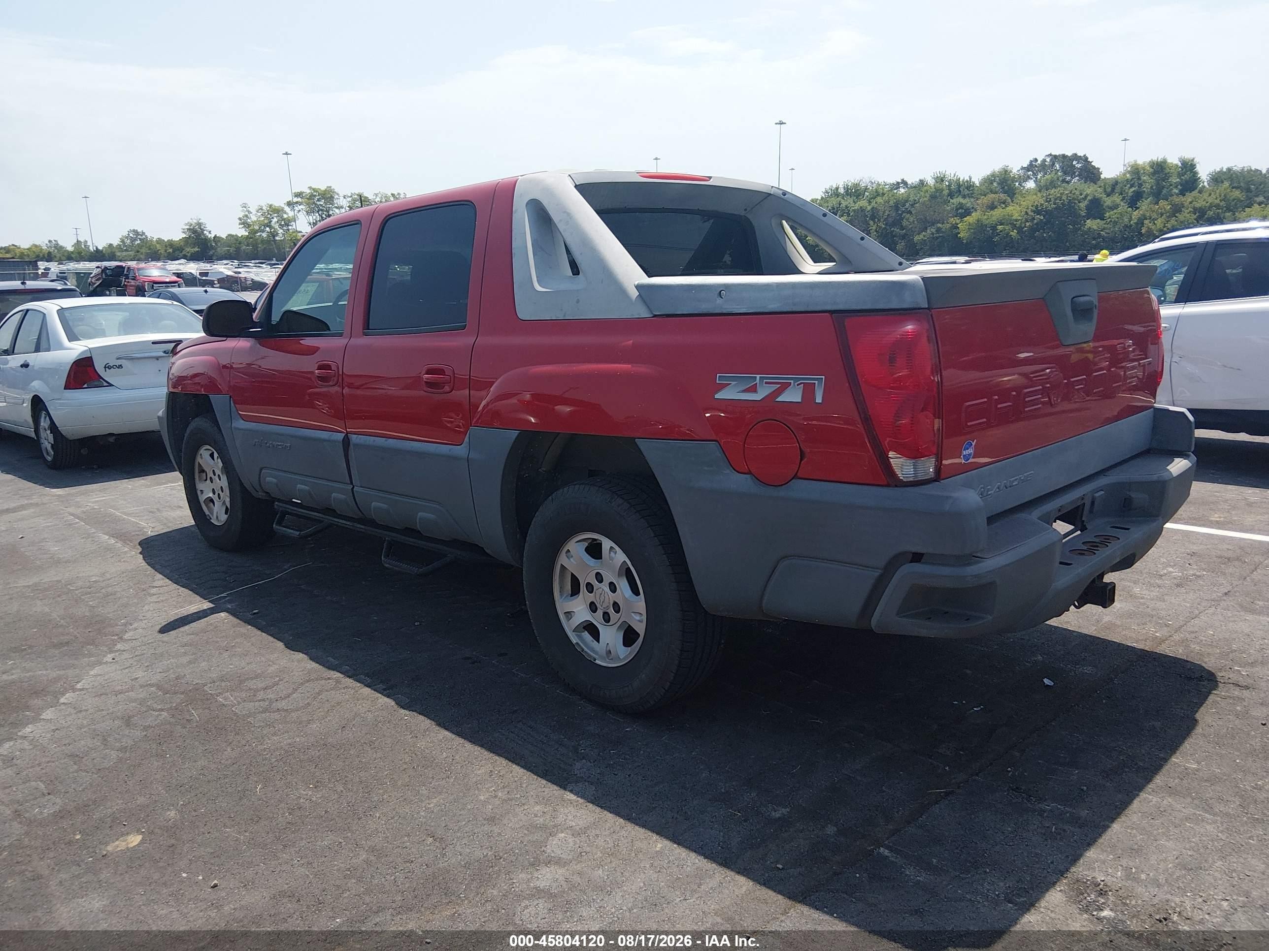 2002 Chevrolet Avalanche 1500   Red vin: 3GNEK13T22G340607