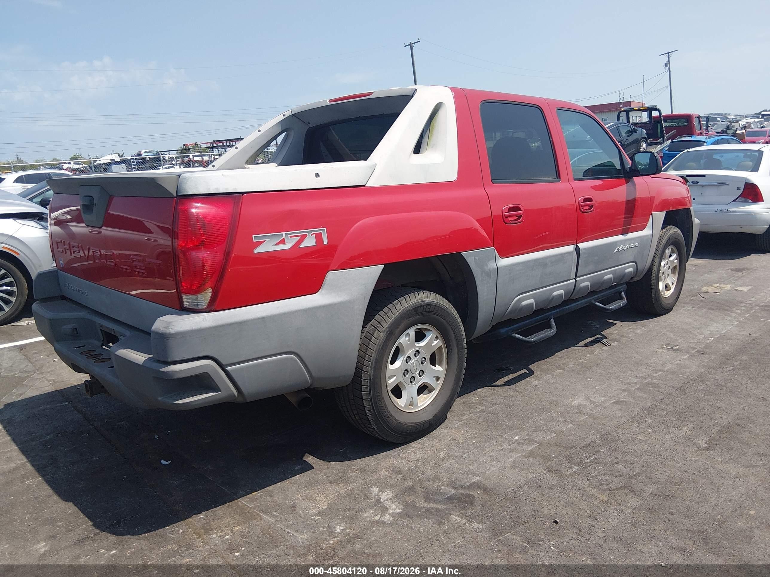 2002 Chevrolet Avalanche 1500   Red vin: 3GNEK13T22G340607