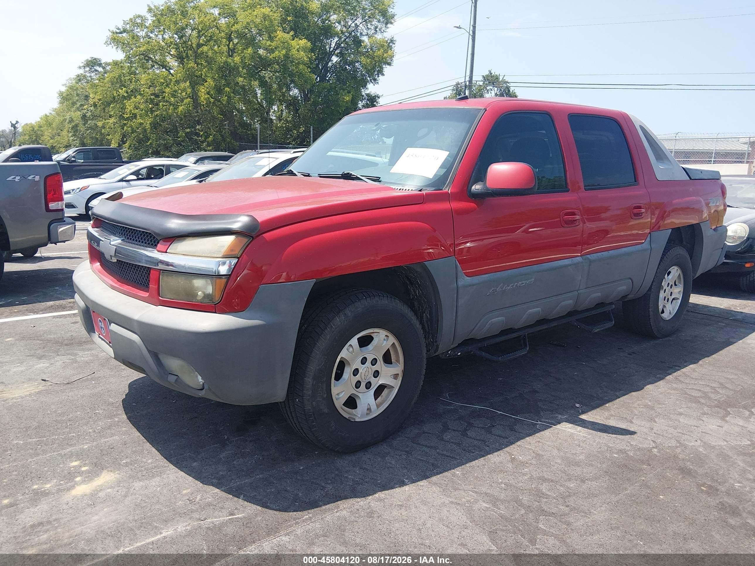 2002 Chevrolet Avalanche 1500   Red vin: 3GNEK13T22G340607