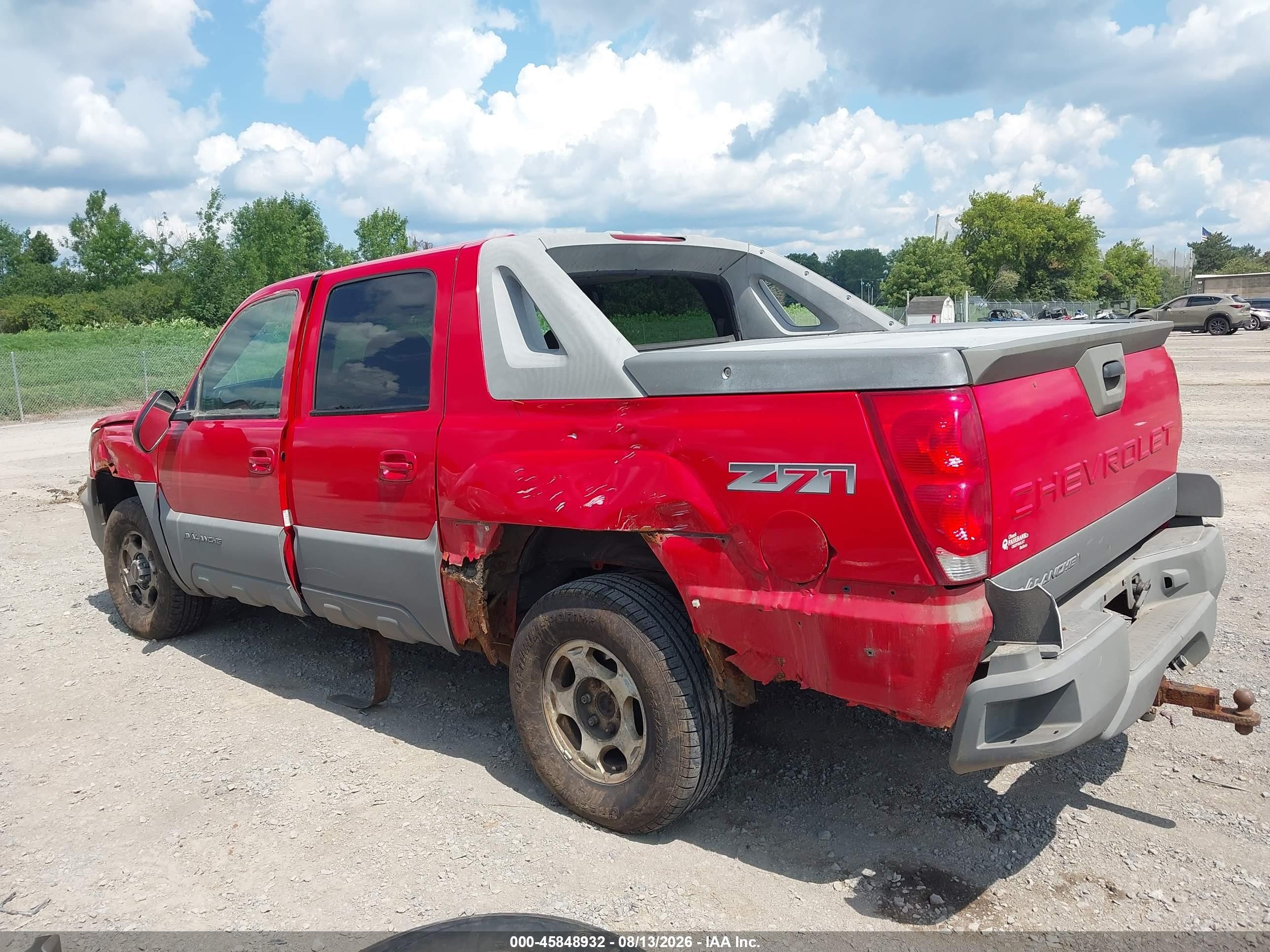 2002 Chevrolet Avalanche 1500   Red vin: 3GNEK13T32G105679